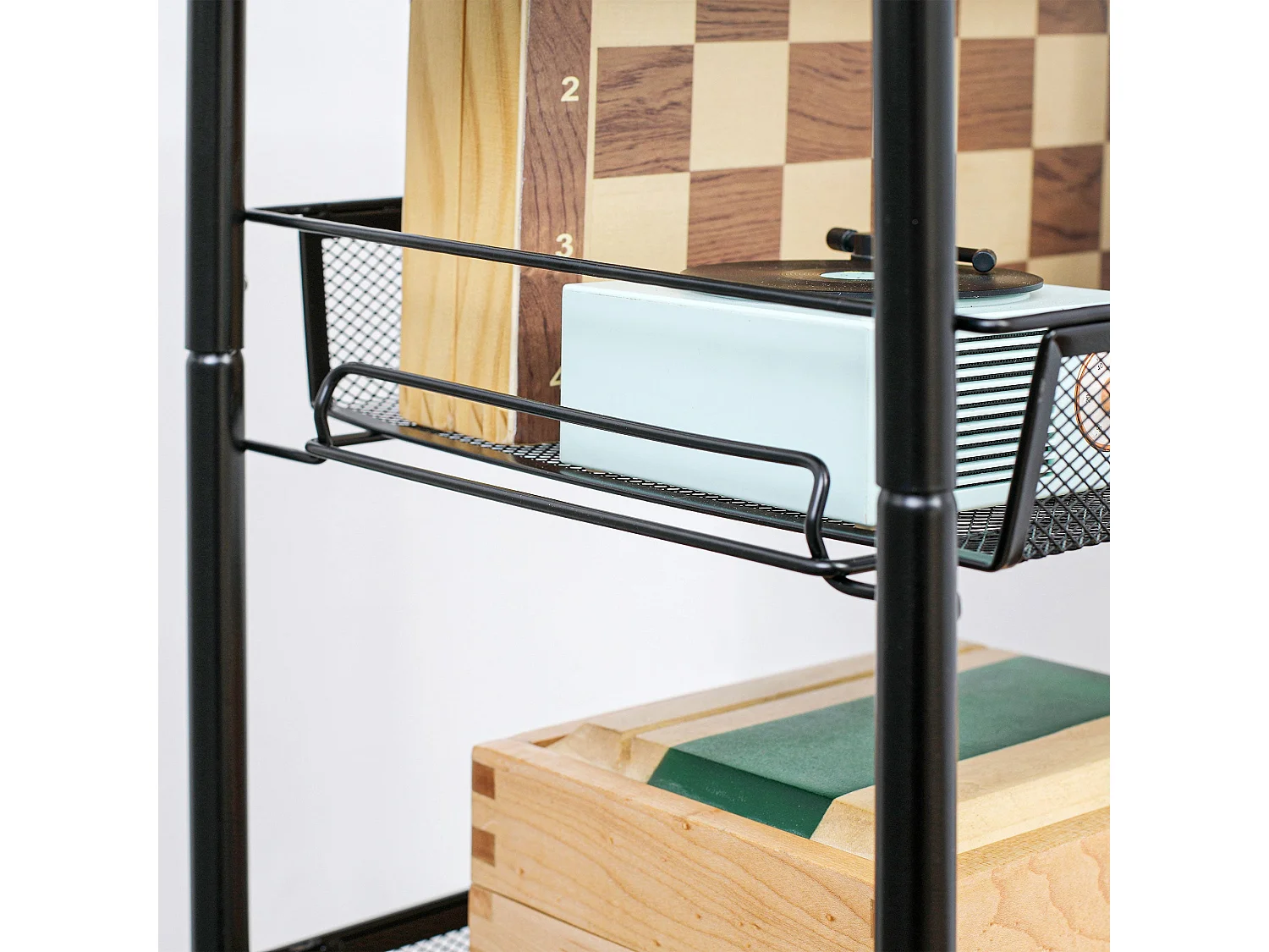 Velu 5 Tier Black Steel Storage Trolley with Wheels