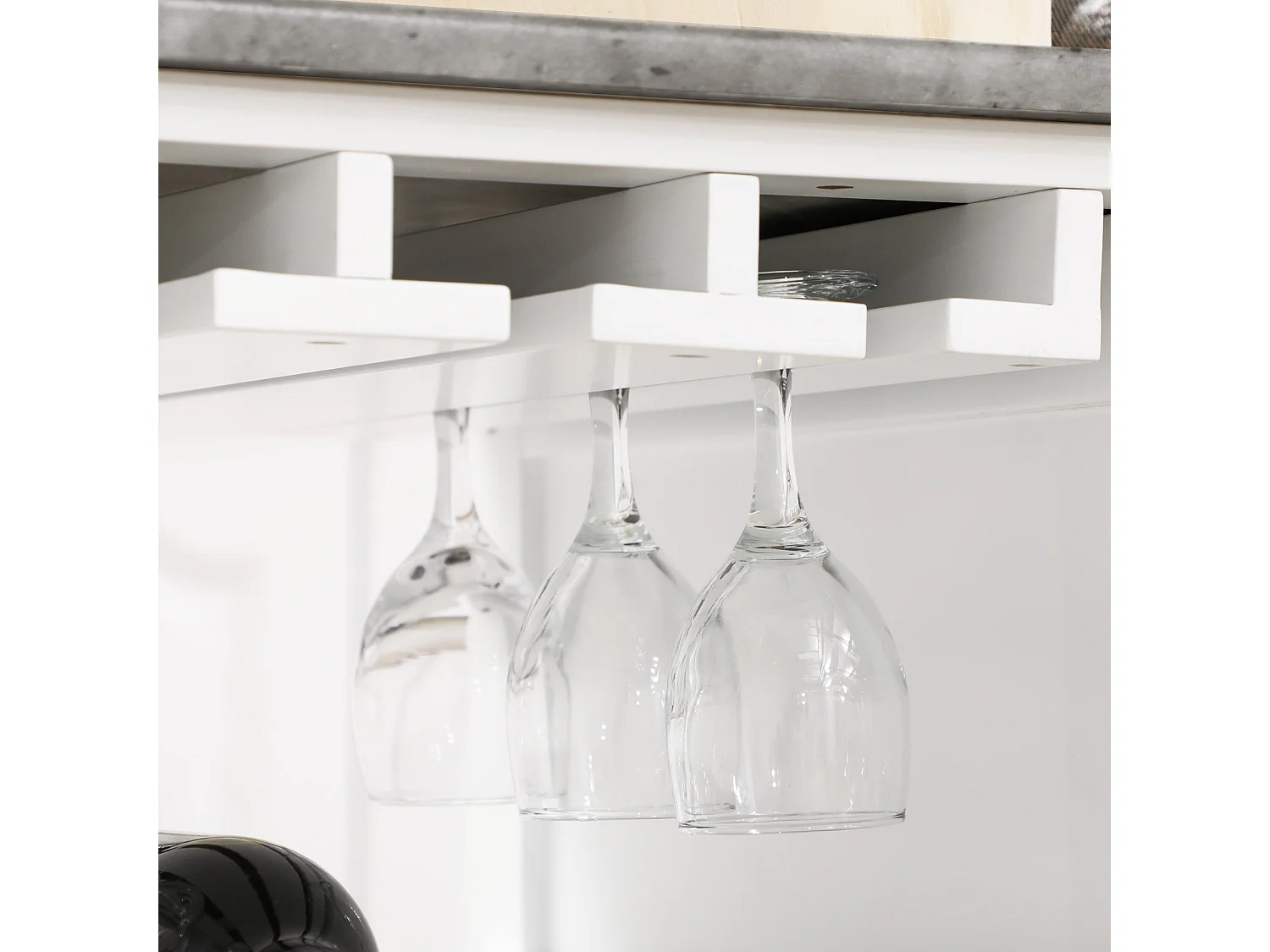 Sohavi White Kitchen Trolley with Marble Effect Top Wine Rack and Drawer