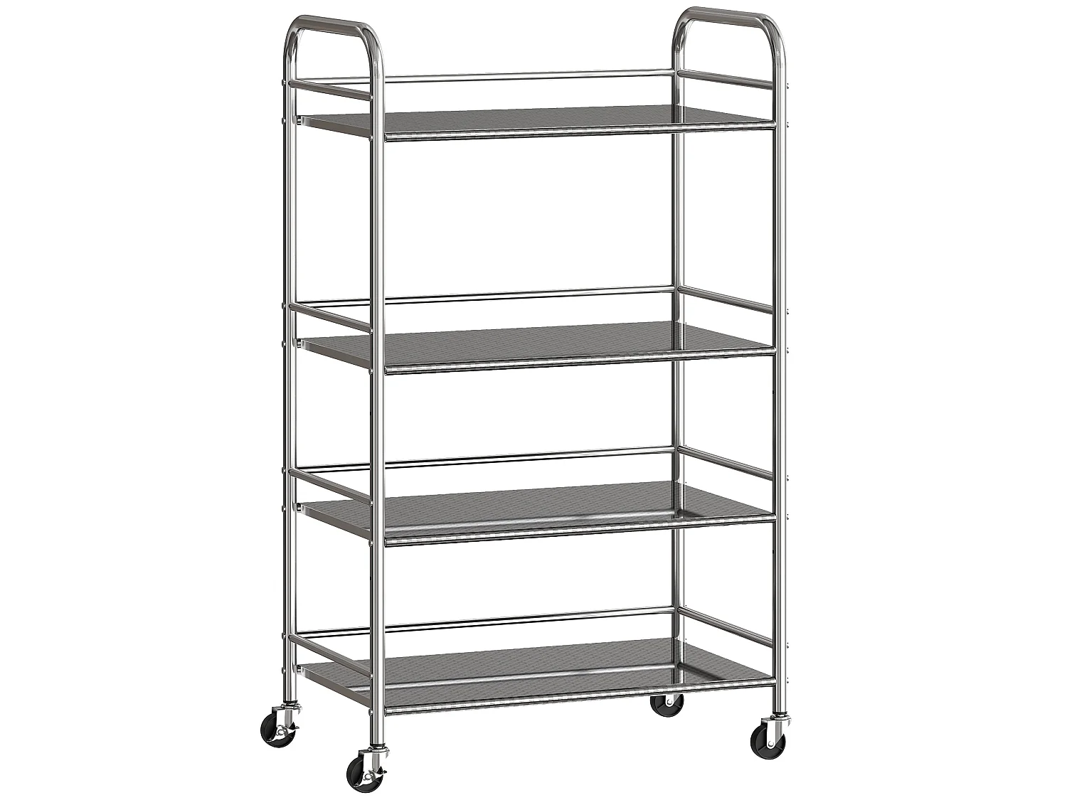 Lalu 4 Tier Stainless Steel Kitchen Trolley Silver Adjustable Shelves