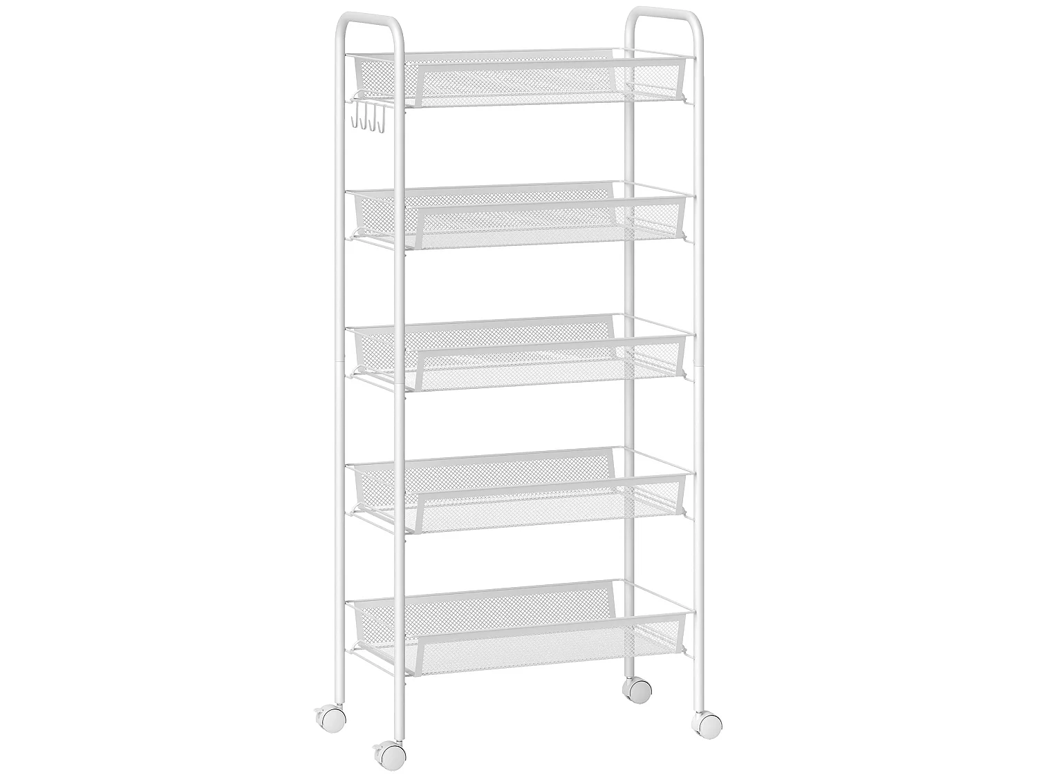 Visovi 5 Basket Metal Storage Trolley with Wheels White