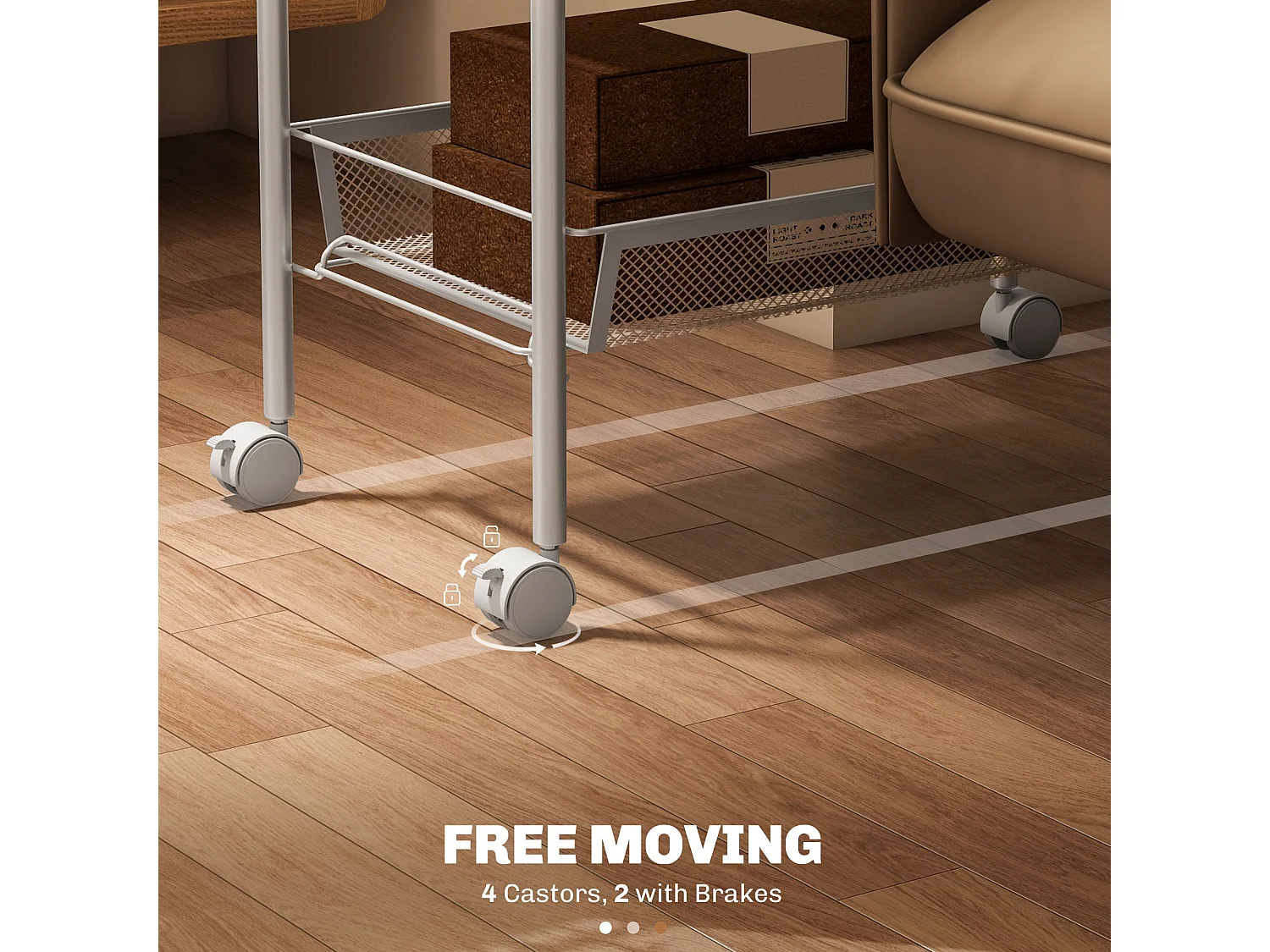 Visovi 5 Basket Metal Storage Trolley with Wheels White