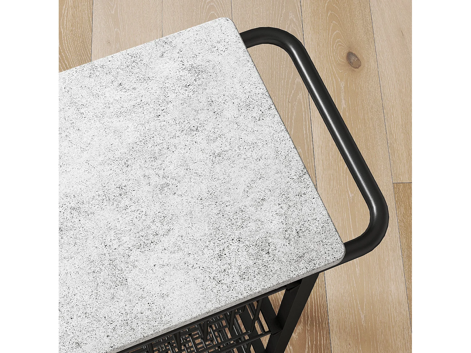Sucora 5 Basket Mobile Kitchen Trolley Light Grey Black Marble Effect Top