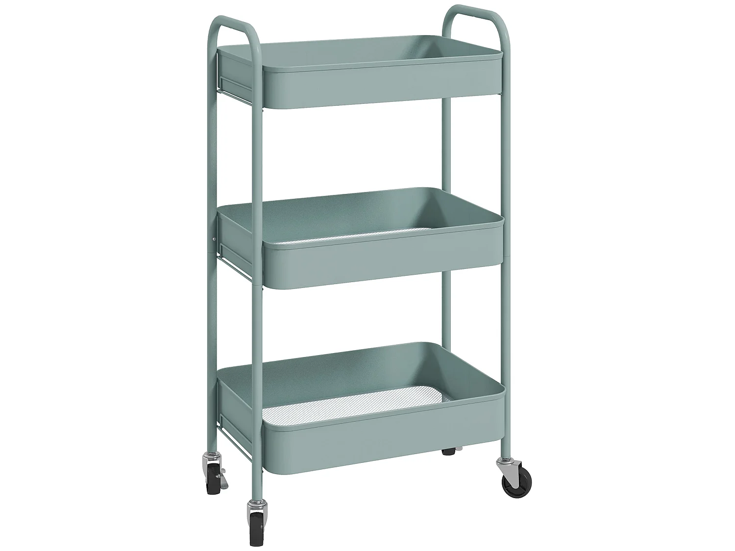 Ravito Fari Light Blue 3 Tier Steel Storage Trolley