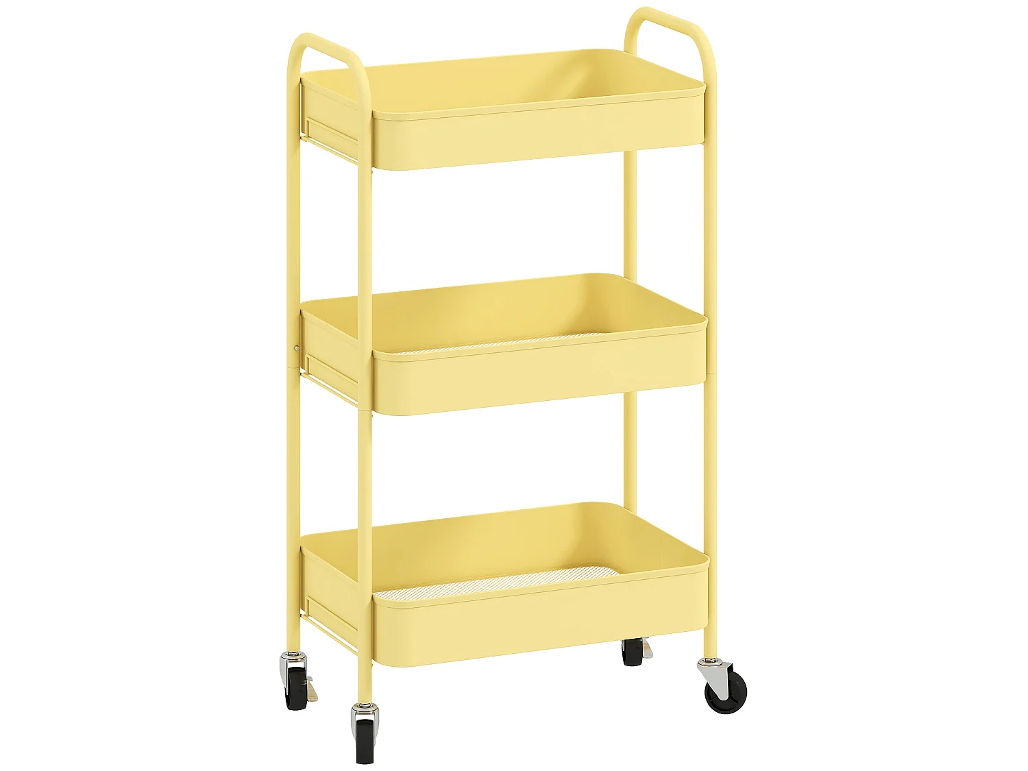 Firi 3 Tier Yellow Steel Storage Trolley with Wheels