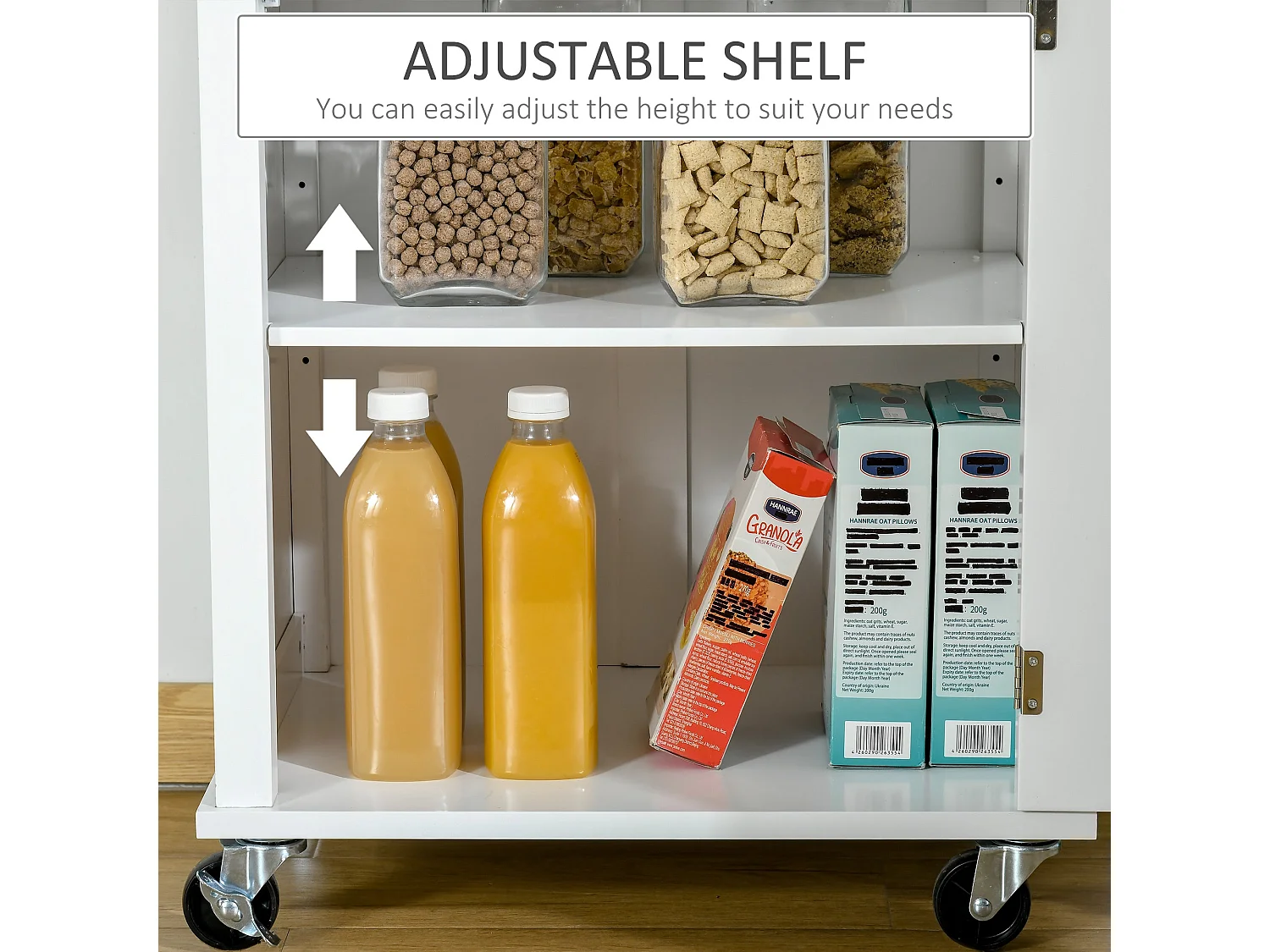Sofi White Kitchen Trolley Bamboo Style Top Drawer Cabinet Towel Rail
