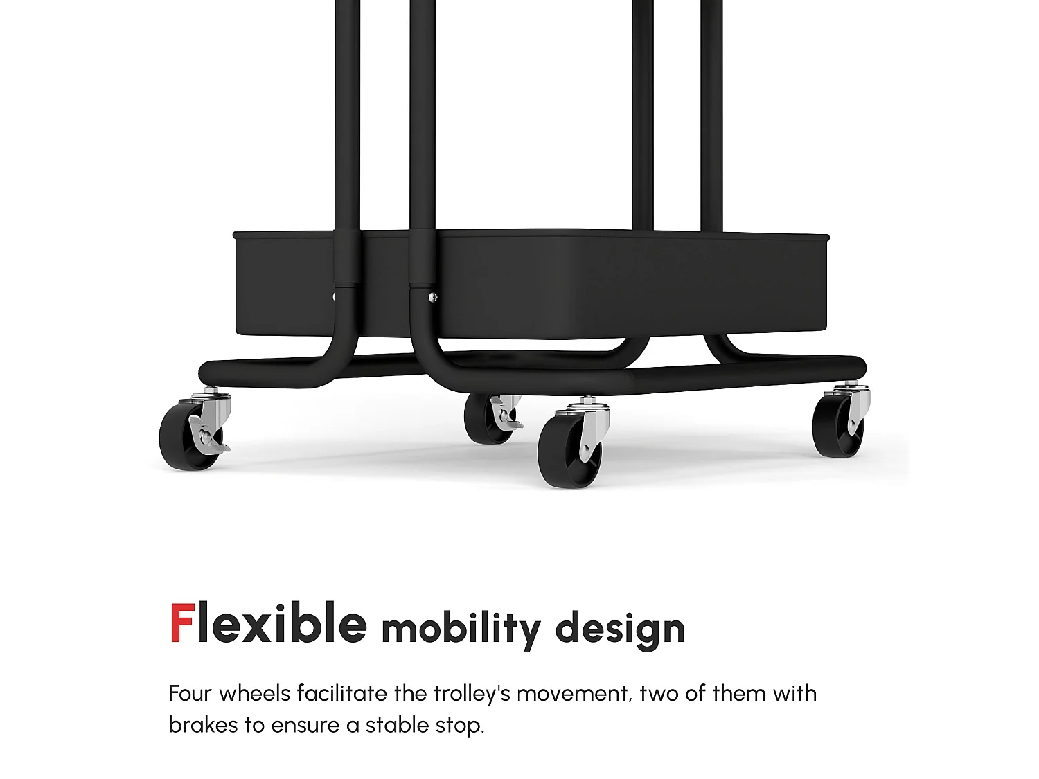 Nirelu Metal 3 Tier Black Home Trolley with Handle and Wheels