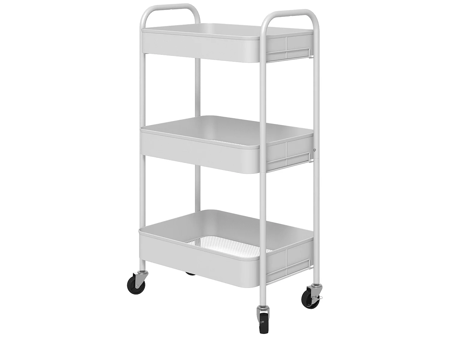 Suka 3 Tier White Steel Storage Trolley Mobile Organiser