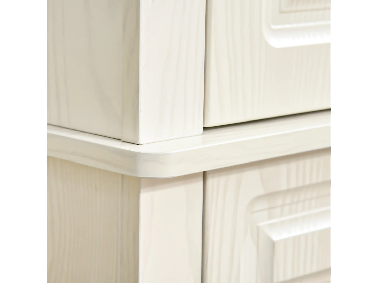 Tokeri Cream White Tall Kitchen Pantry Cabinet 4 Doors Shelves and Drawer