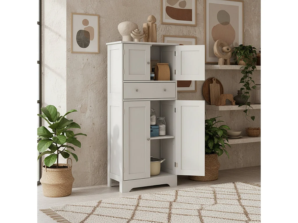 Elne Vael White Freestanding Multi Storage Kitchen Cabinet