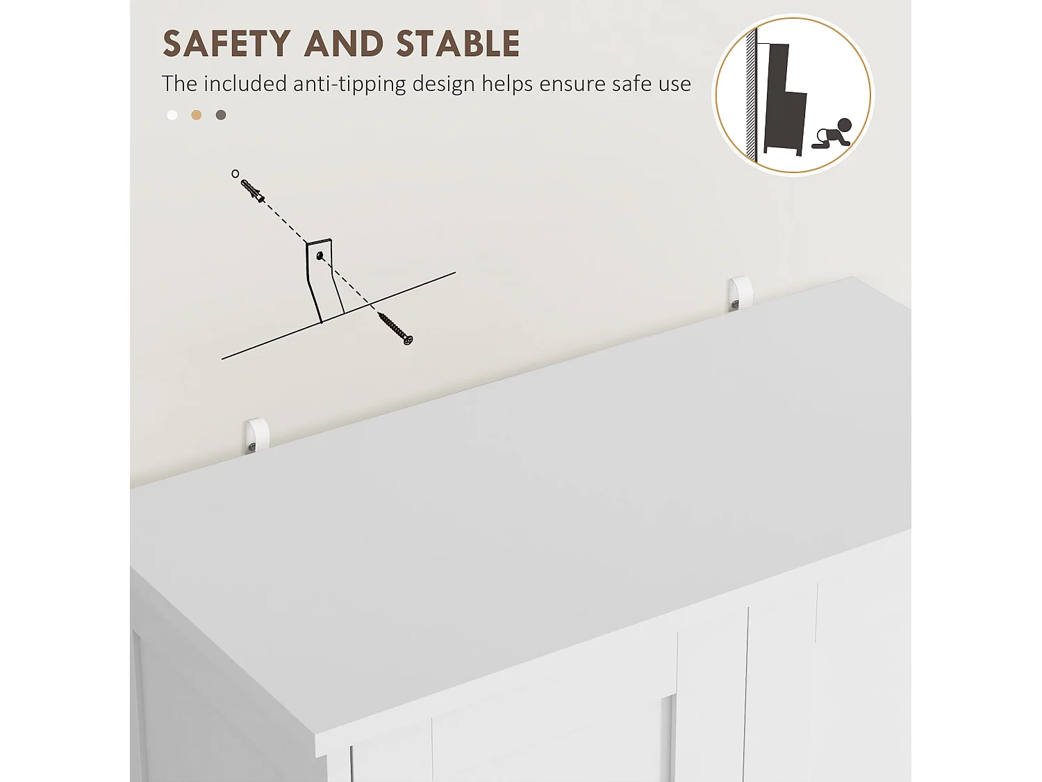 Elne Vael White Freestanding Multi Storage Kitchen Cabinet