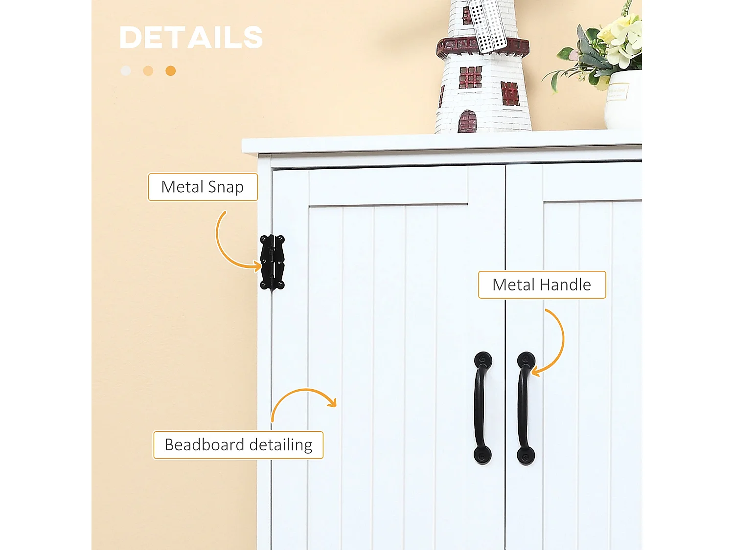 Rifa White MDF Storage Cabinet 4 Doors Adjustable Shelves Anti Tilt
