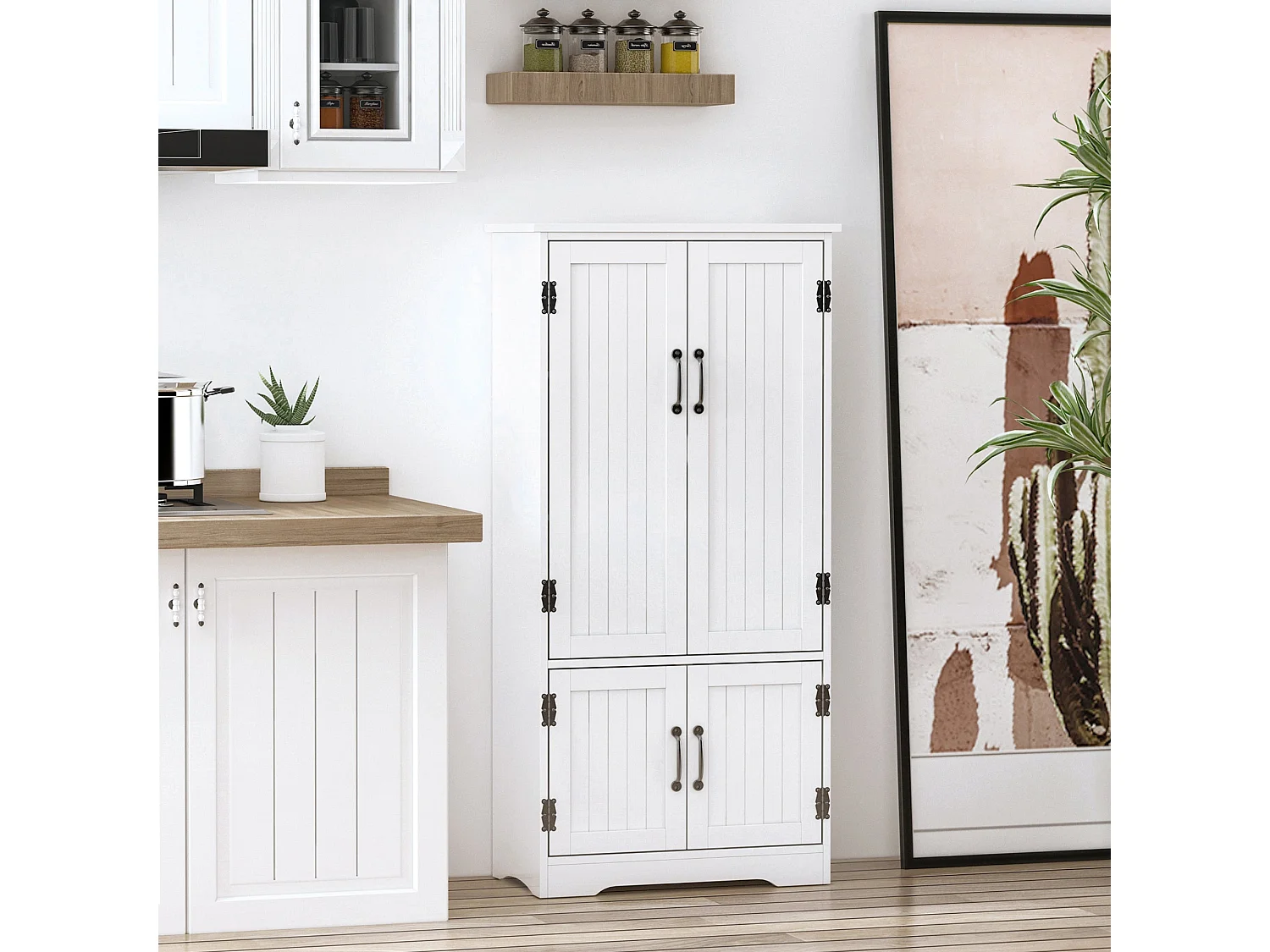 Rifa White MDF Storage Cabinet 4 Doors Adjustable Shelves Anti Tilt