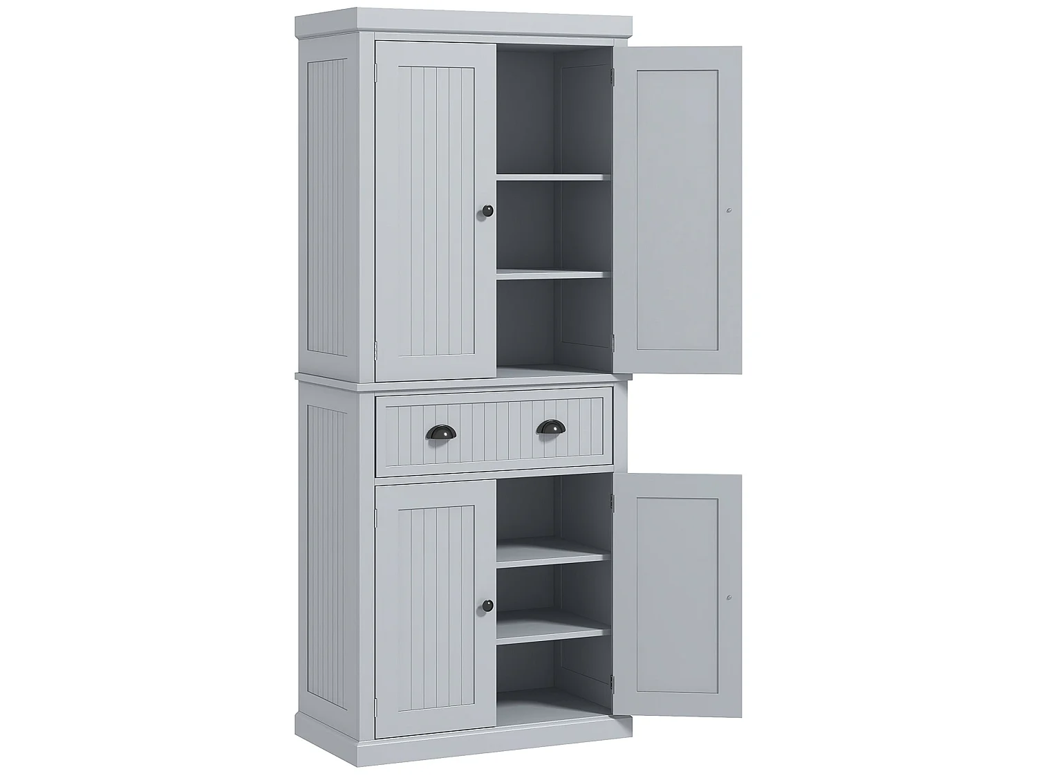 Somoel 183cm Grey Mid Century Panelled Kitchen Pantry Cabinet