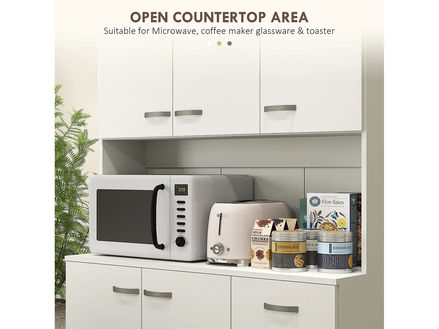 Rasu 180cm Cream White Freestanding Kitchen Pantry Cabinet