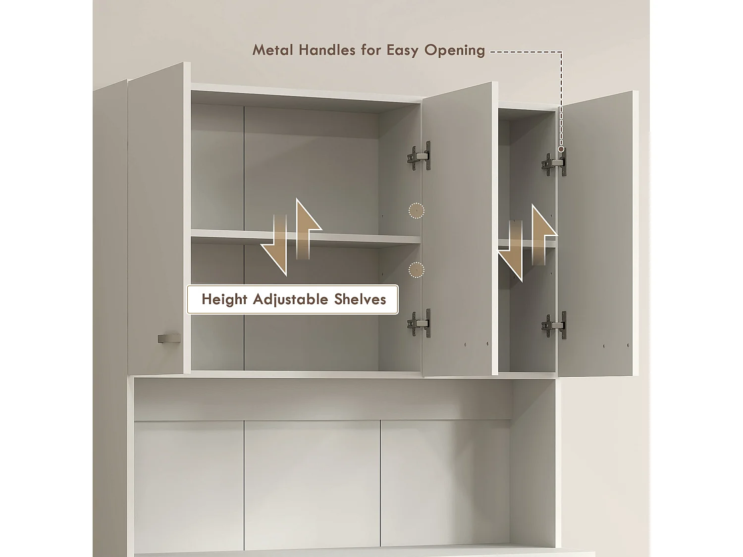 Rasu 180cm Cream White Freestanding Kitchen Pantry Cabinet