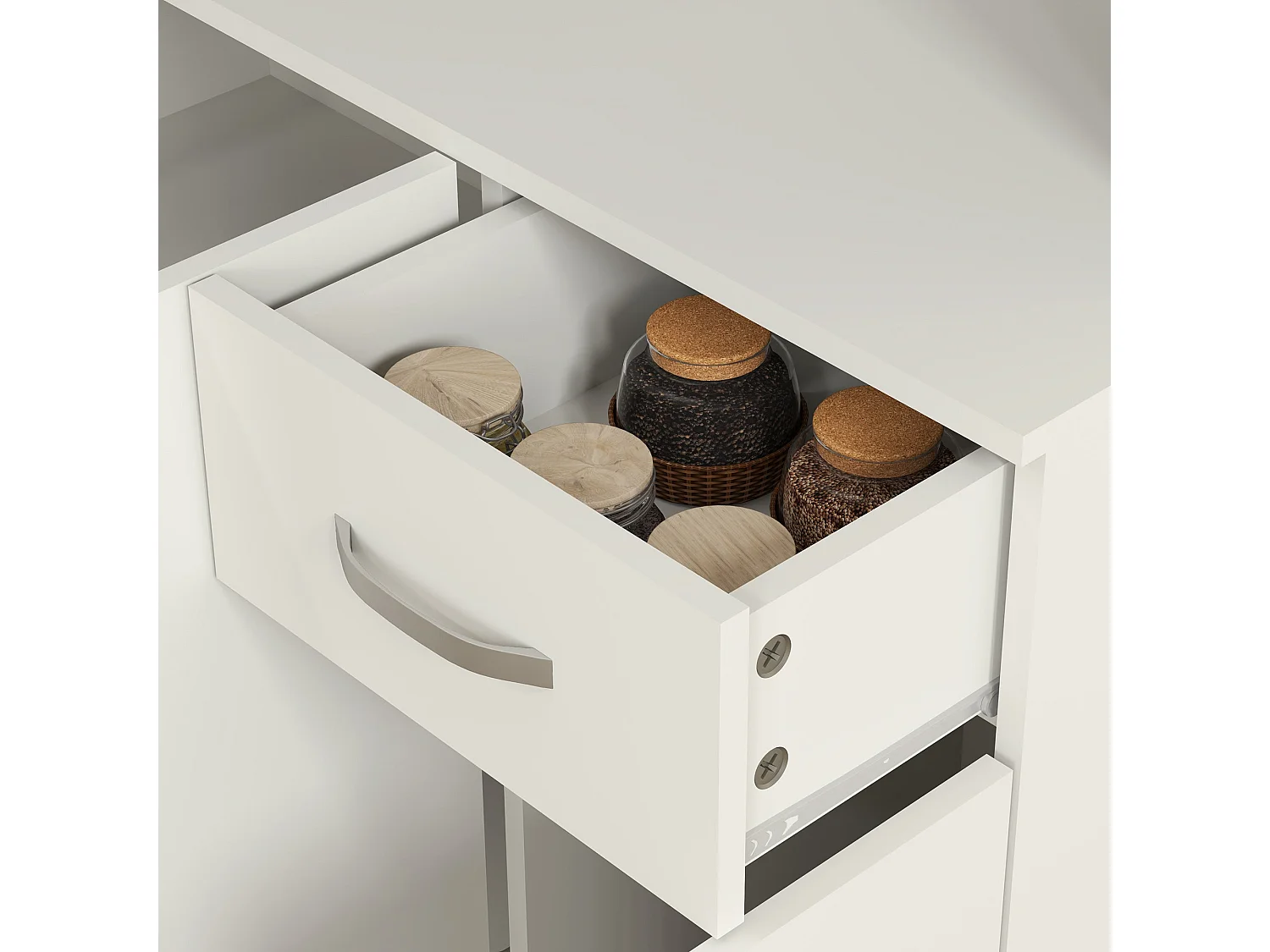 Rasu 180cm Cream White Freestanding Kitchen Pantry Cabinet