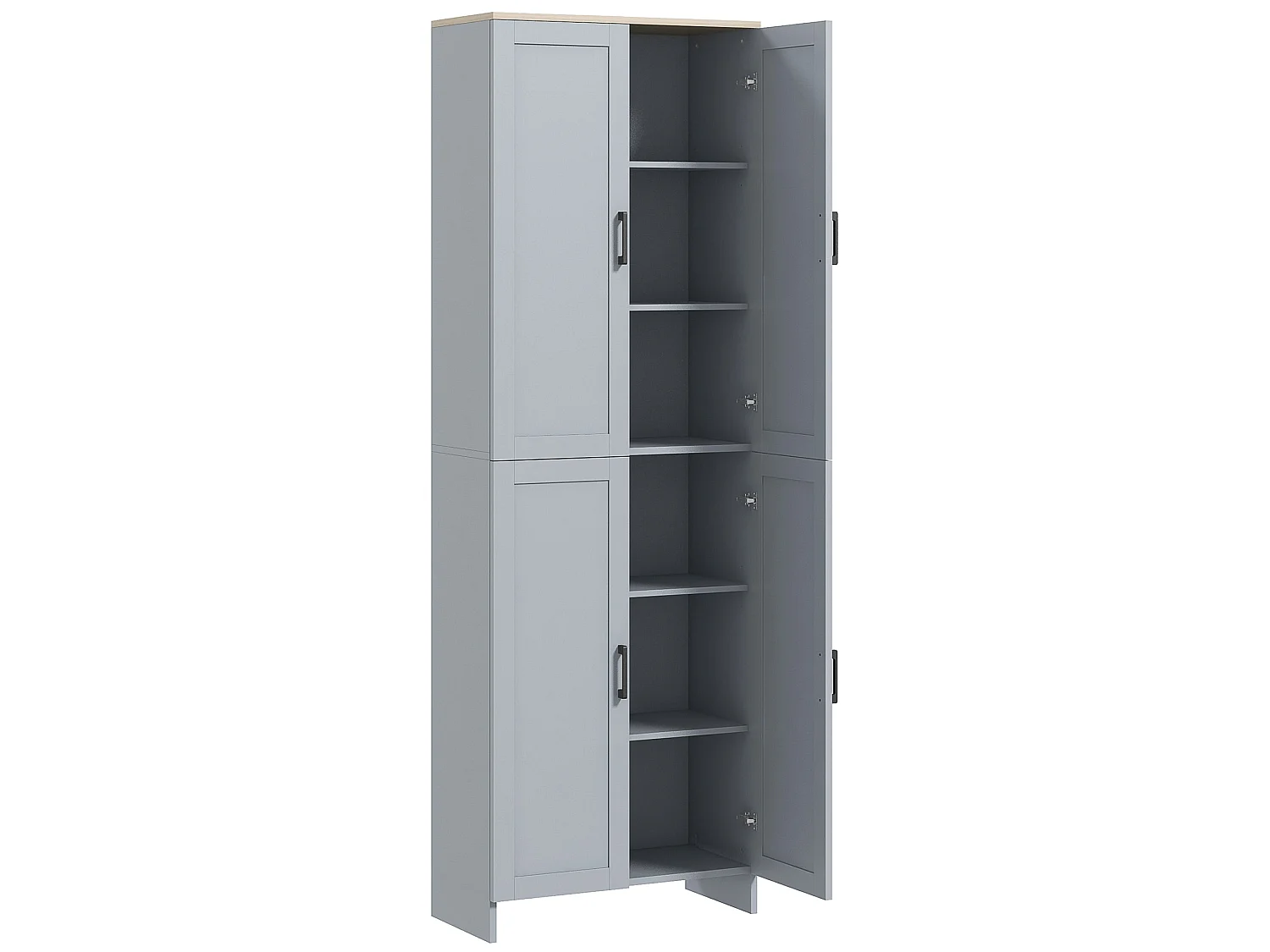 Keketa 171cm Grey 4 Door Wooden Kitchen Pantry Cabinet Narrow Freestanding Storage