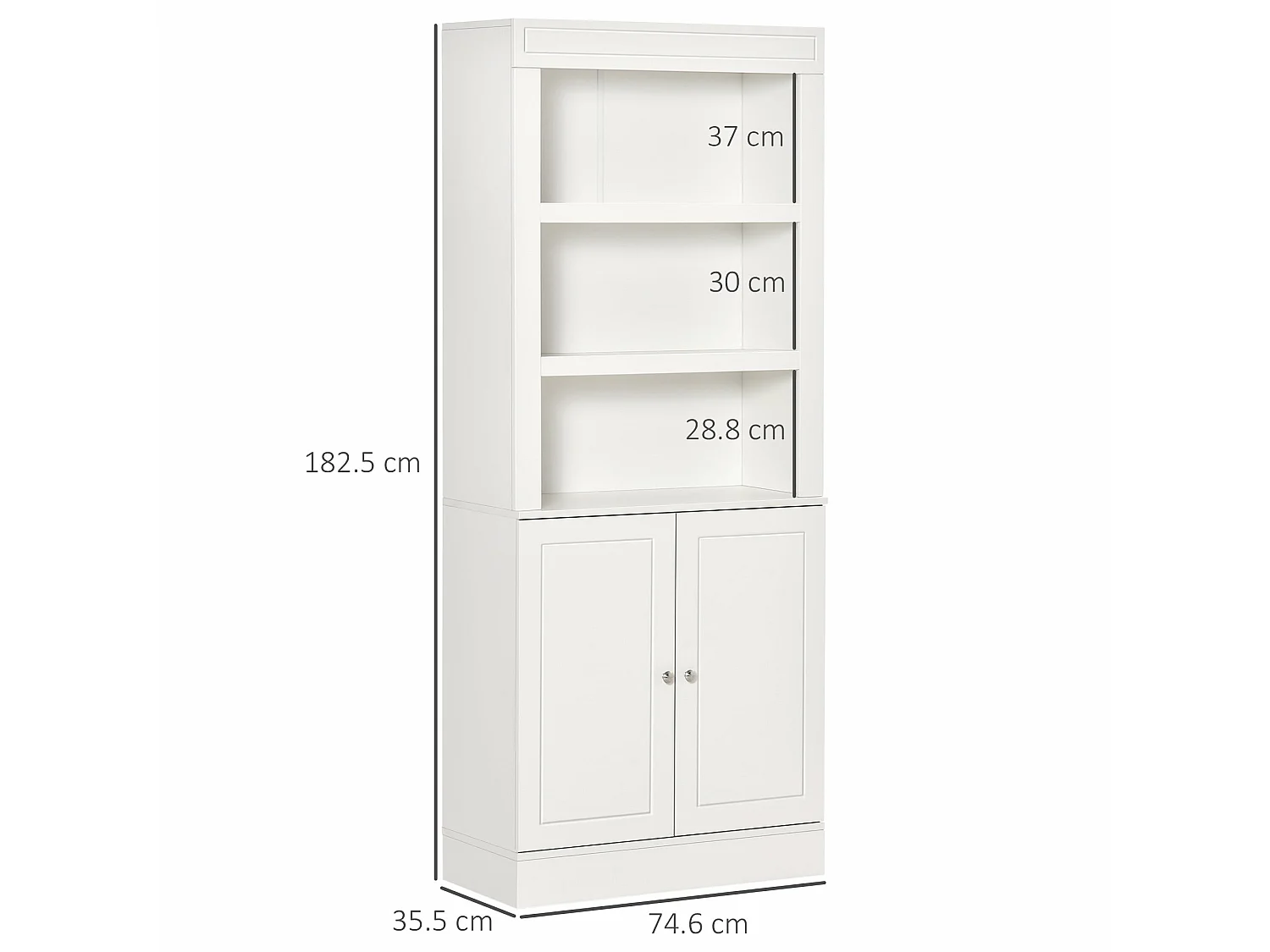 Kala 6 Tier White Freestanding Kitchen Storage Cupboard MDF Double Doors Hinged