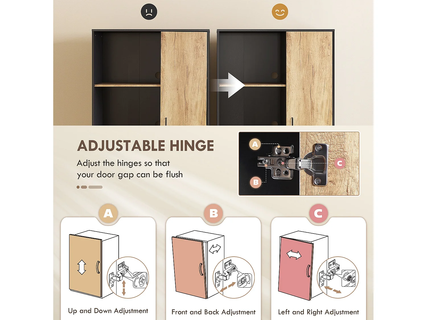 Kamilo 160cm Tall Kitchen Pantry Cabinet Black Frame Natural Wood Effect Doors Drawers Adjustable Shelves Soft Close