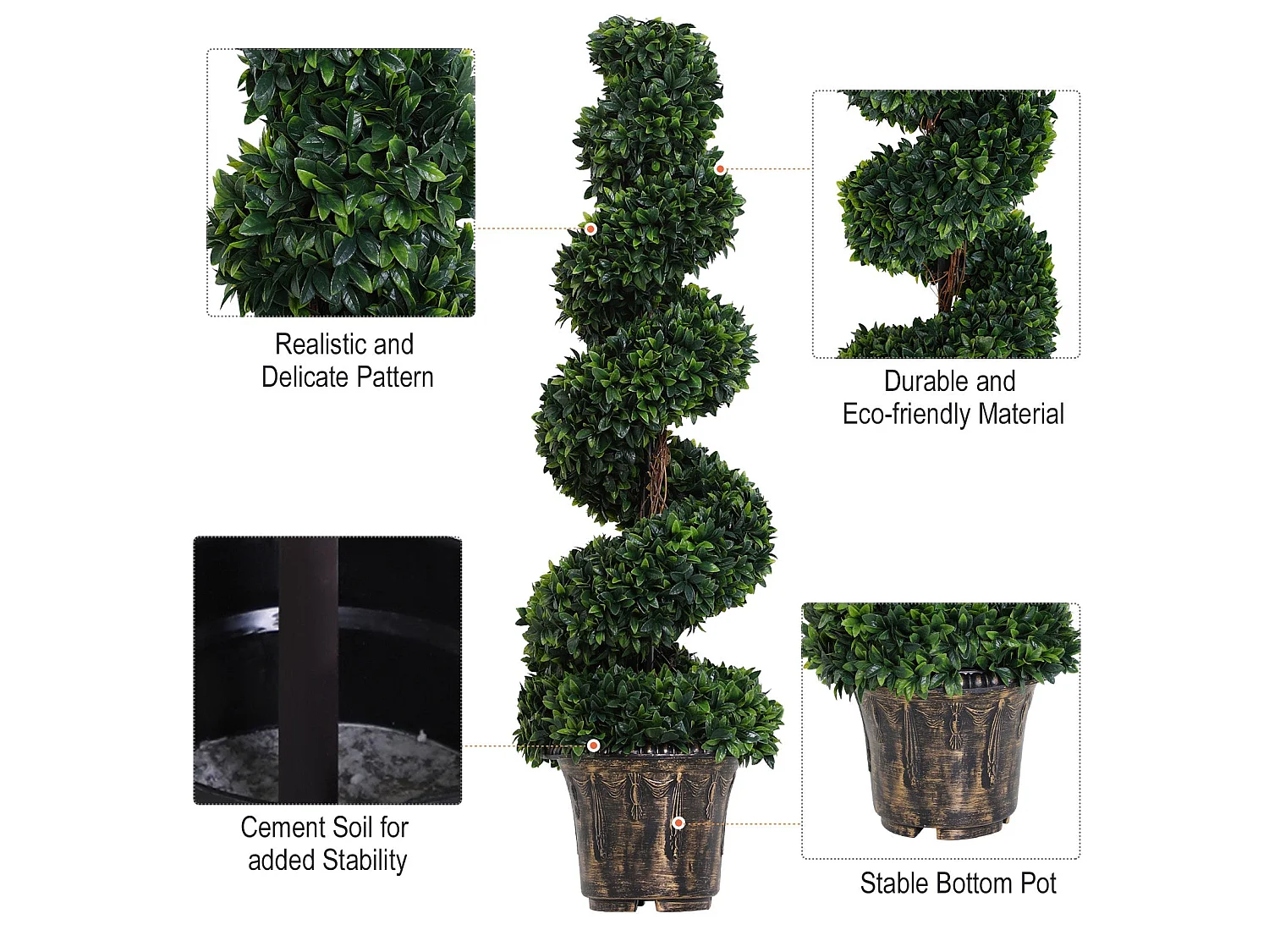 Badola Set of 2 Artificial Rose Plants 120cm Yellow and White Finish