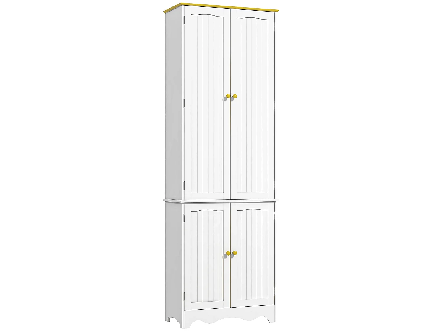 Banodo 183cm White and Brown 4 Door Freestanding Kitchen Storage Cabinet