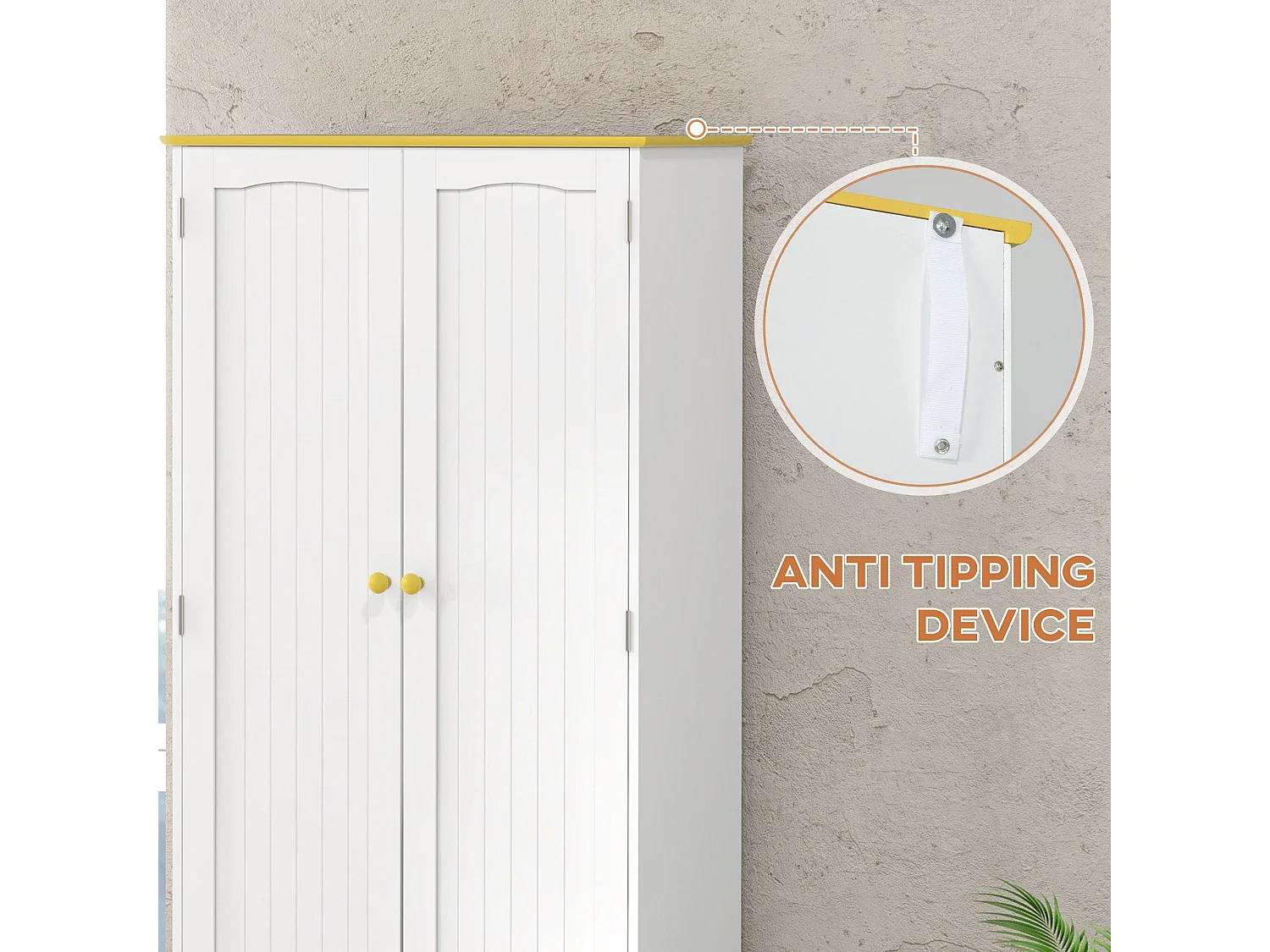 Banodo 183cm White and Brown 4 Door Freestanding Kitchen Storage Cabinet