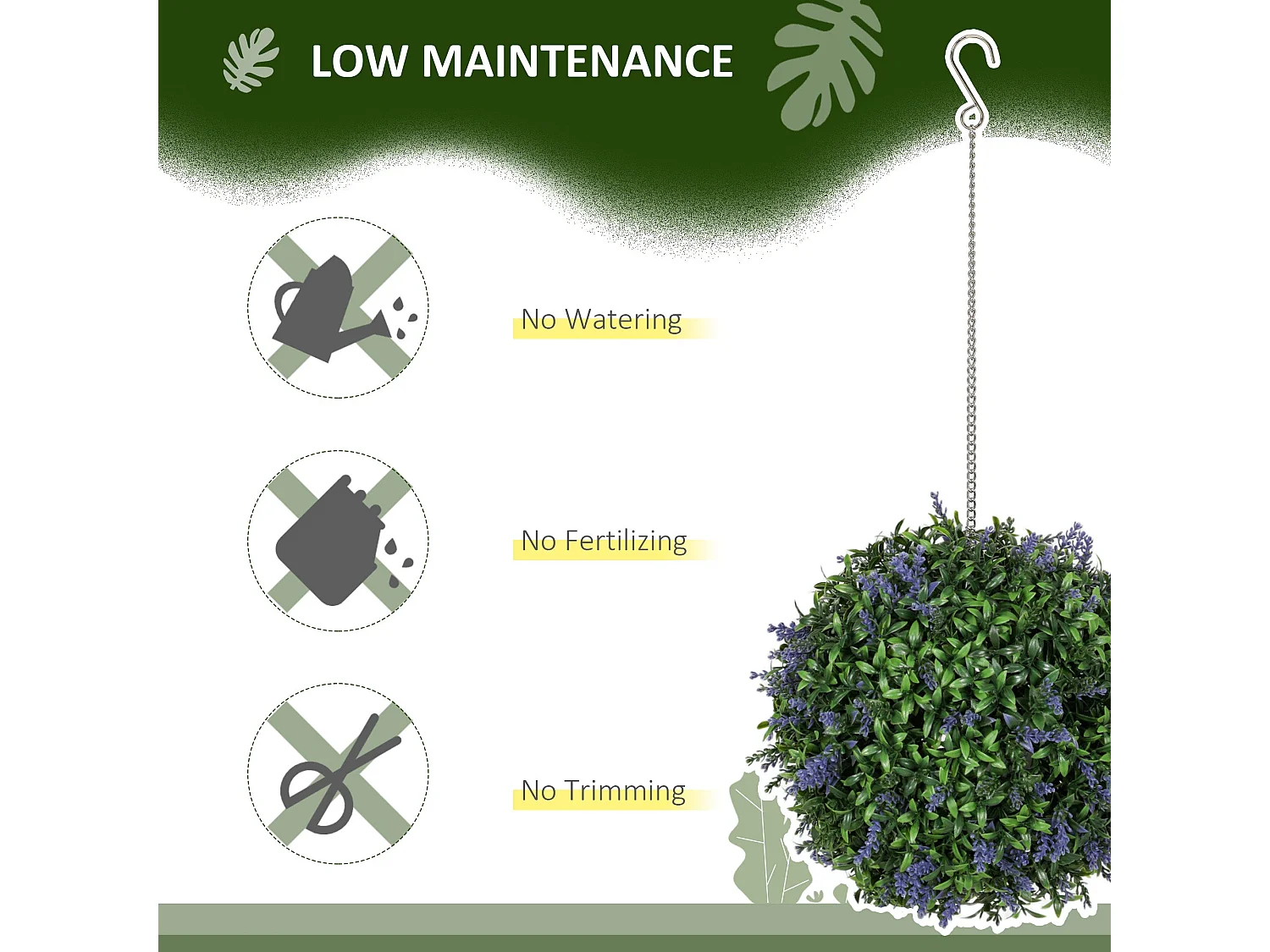 Liropa Set of 2 UV Resistant Artificial Topiary Balls Lavender Style Purple Flowers 30cm