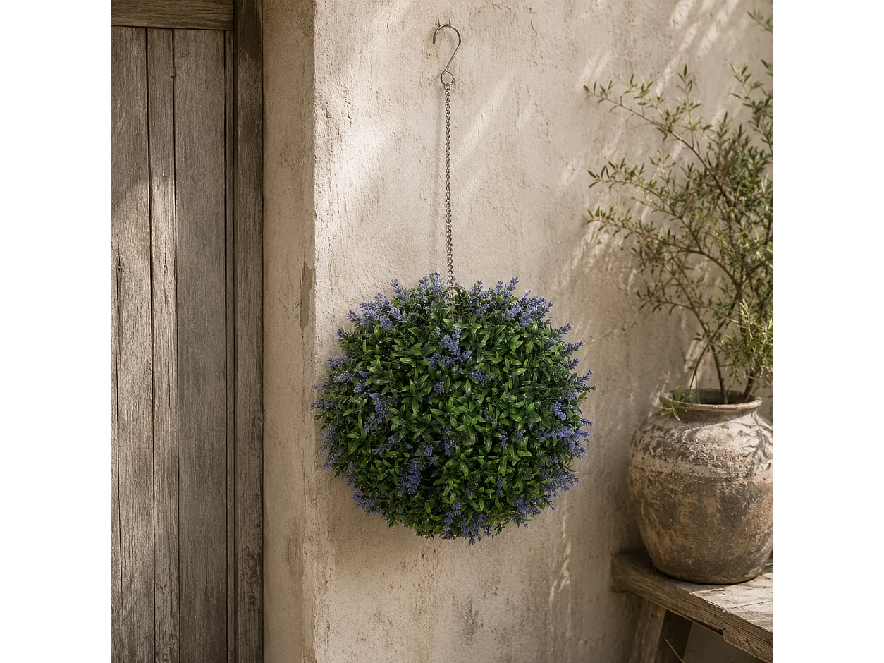 Liropa Set of 2 UV Resistant Artificial Topiary Balls Lavender Style Purple Flowers 30cm