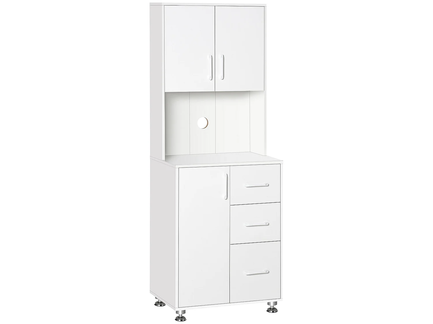 Cohana White Modern Kitchen Cupboard 3 Drawers Open Counter 160x60x40cm