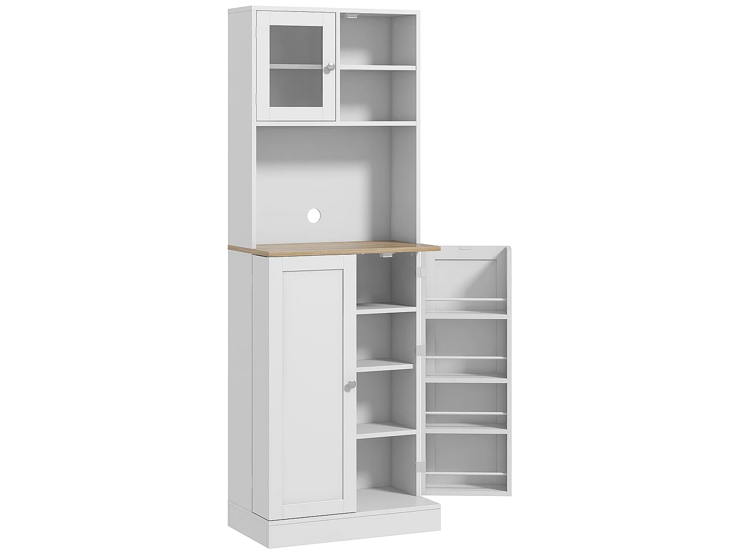 Tabetti Wooden White 2 Part Kitchen Storage Cabinet 60W x 35D x 169Hcm