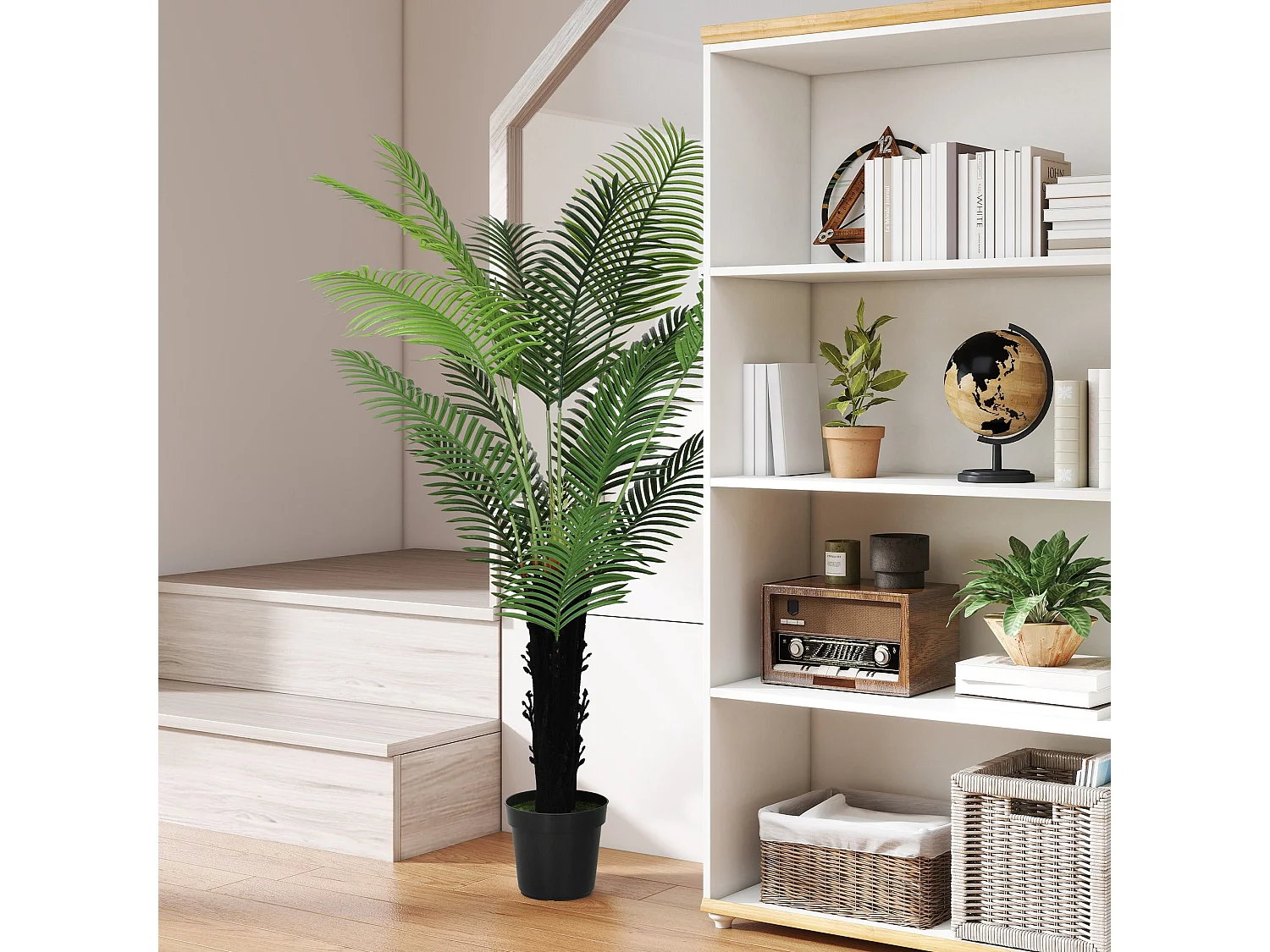 175cm Artificial Areca Palm in Pot Layered Green Leaves