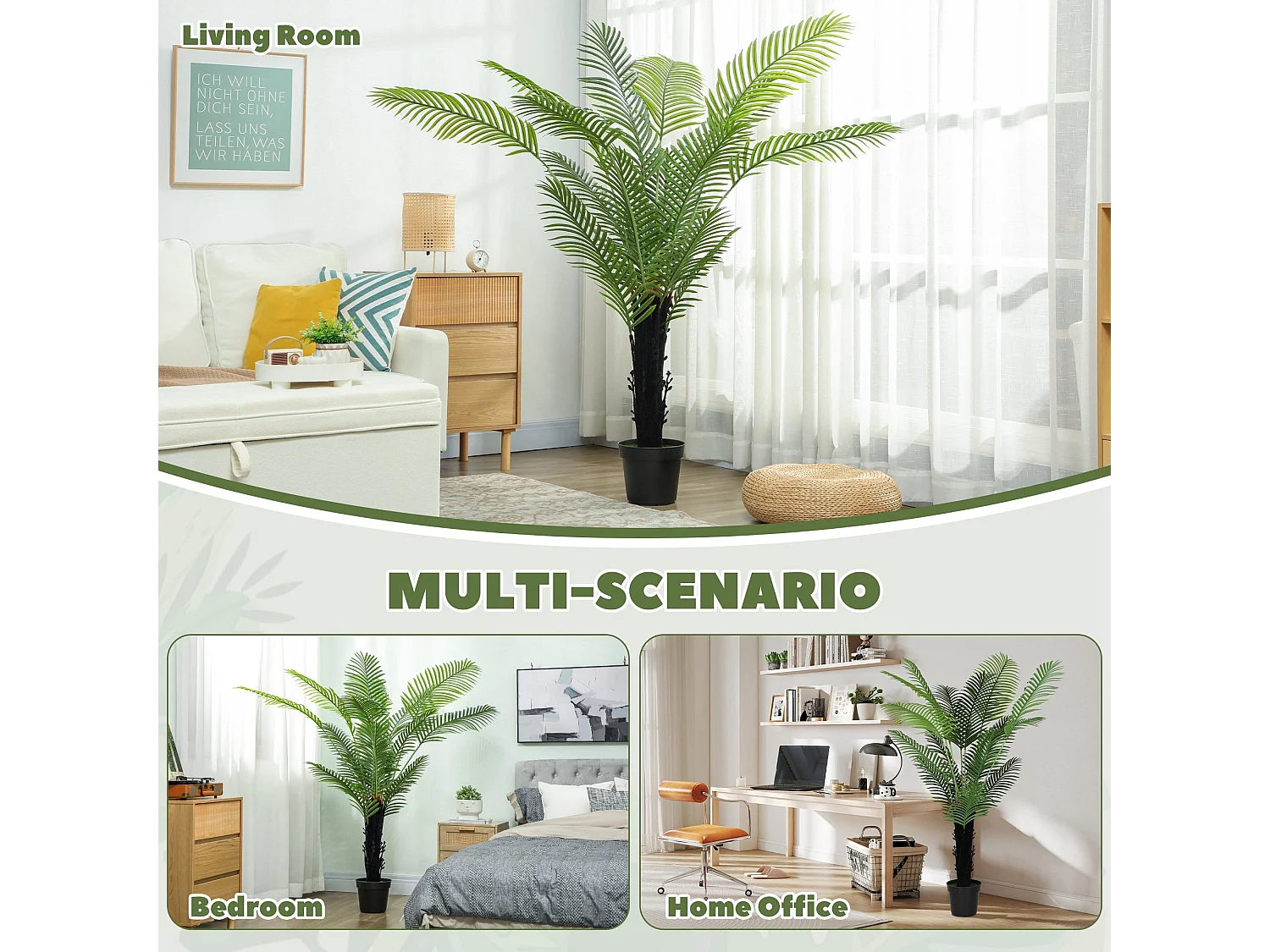 175cm Artificial Areca Palm in Pot Layered Green Leaves