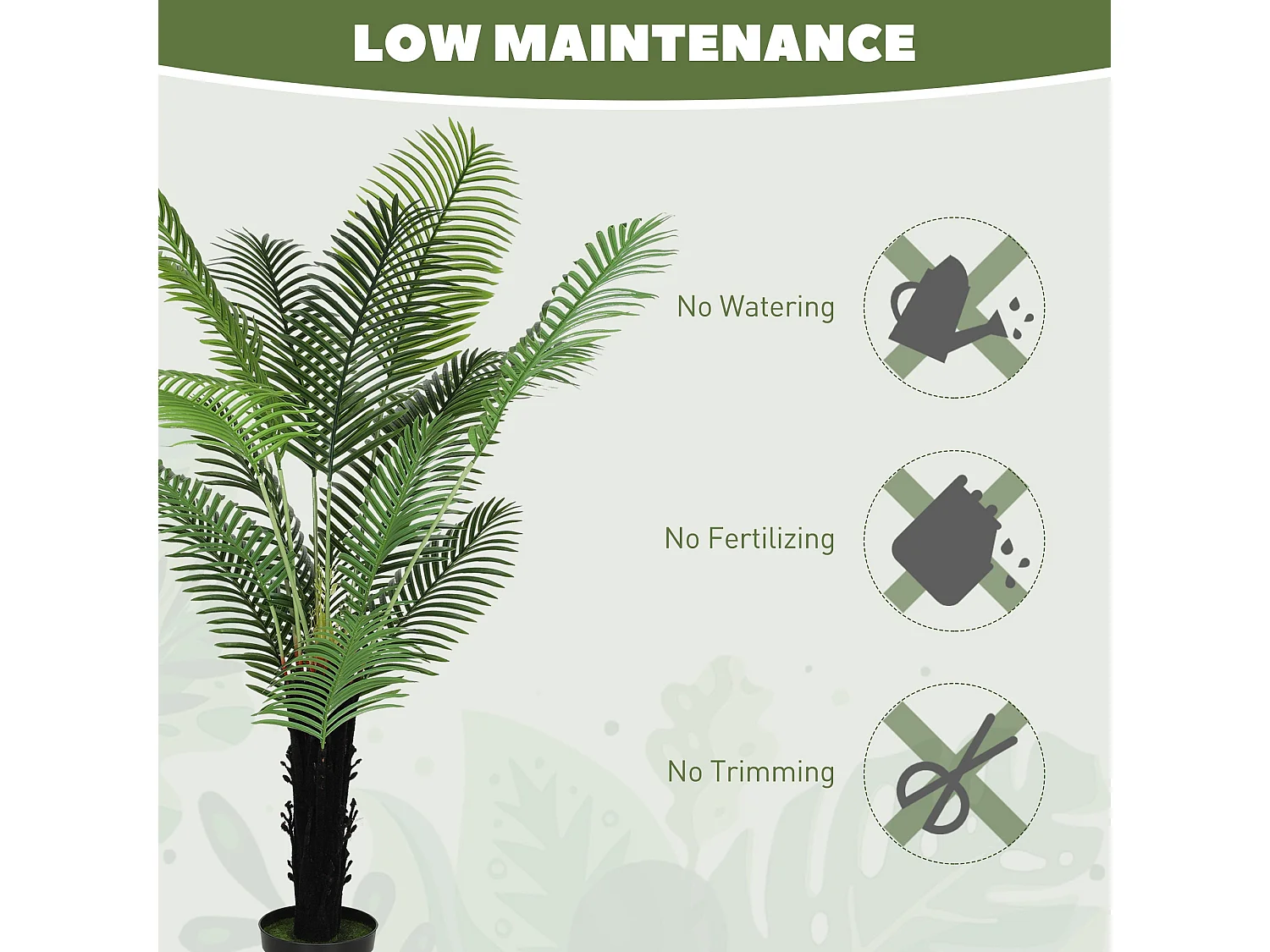175cm Artificial Areca Palm in Pot Layered Green Leaves