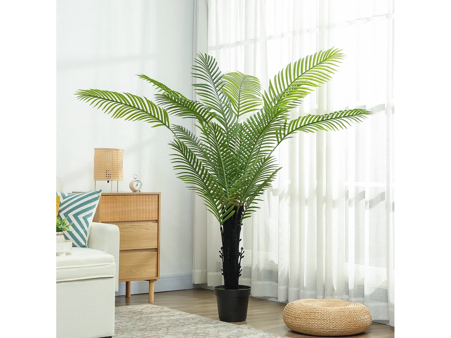 175cm Artificial Areca Palm in Pot Layered Green Leaves