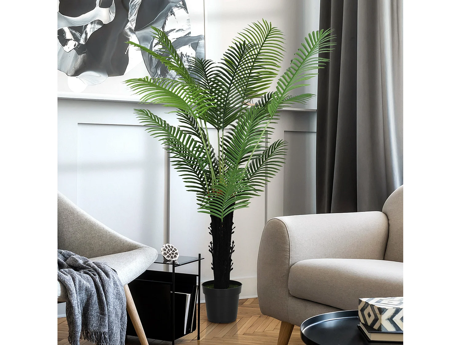 175cm Artificial Areca Palm in Pot Layered Green Leaves