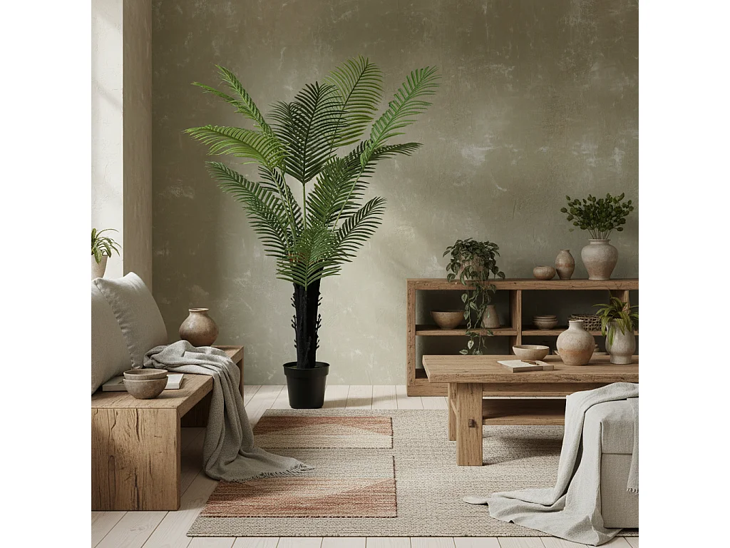 175cm Artificial Areca Palm in Pot Layered Green Leaves