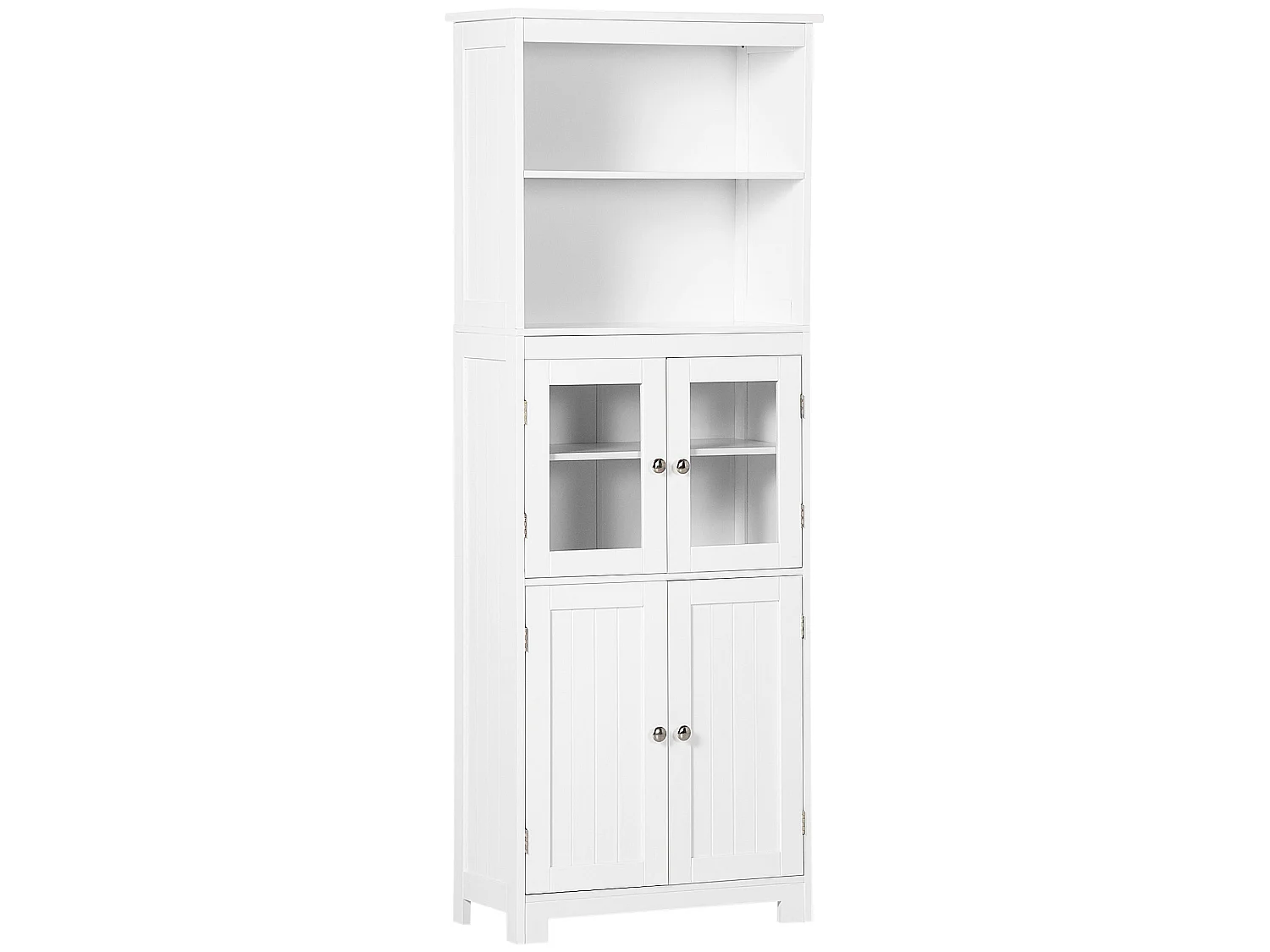 Doke White 4 Door Kitchen Cupboard with Glass Panels and Adjustable Shelves