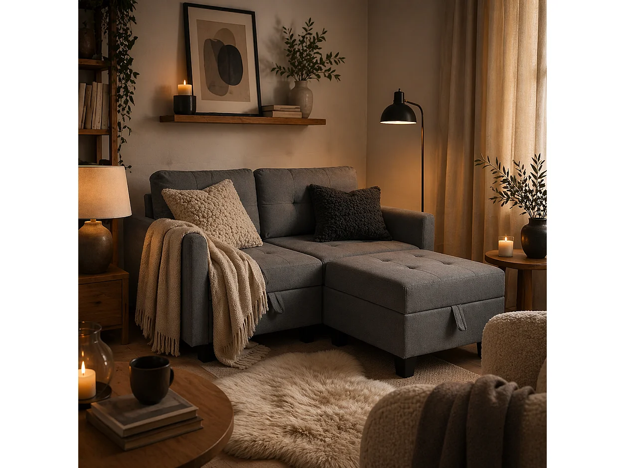 Bakeli Dark Grey Modular L Shaped Sofa with Integrated Storage
