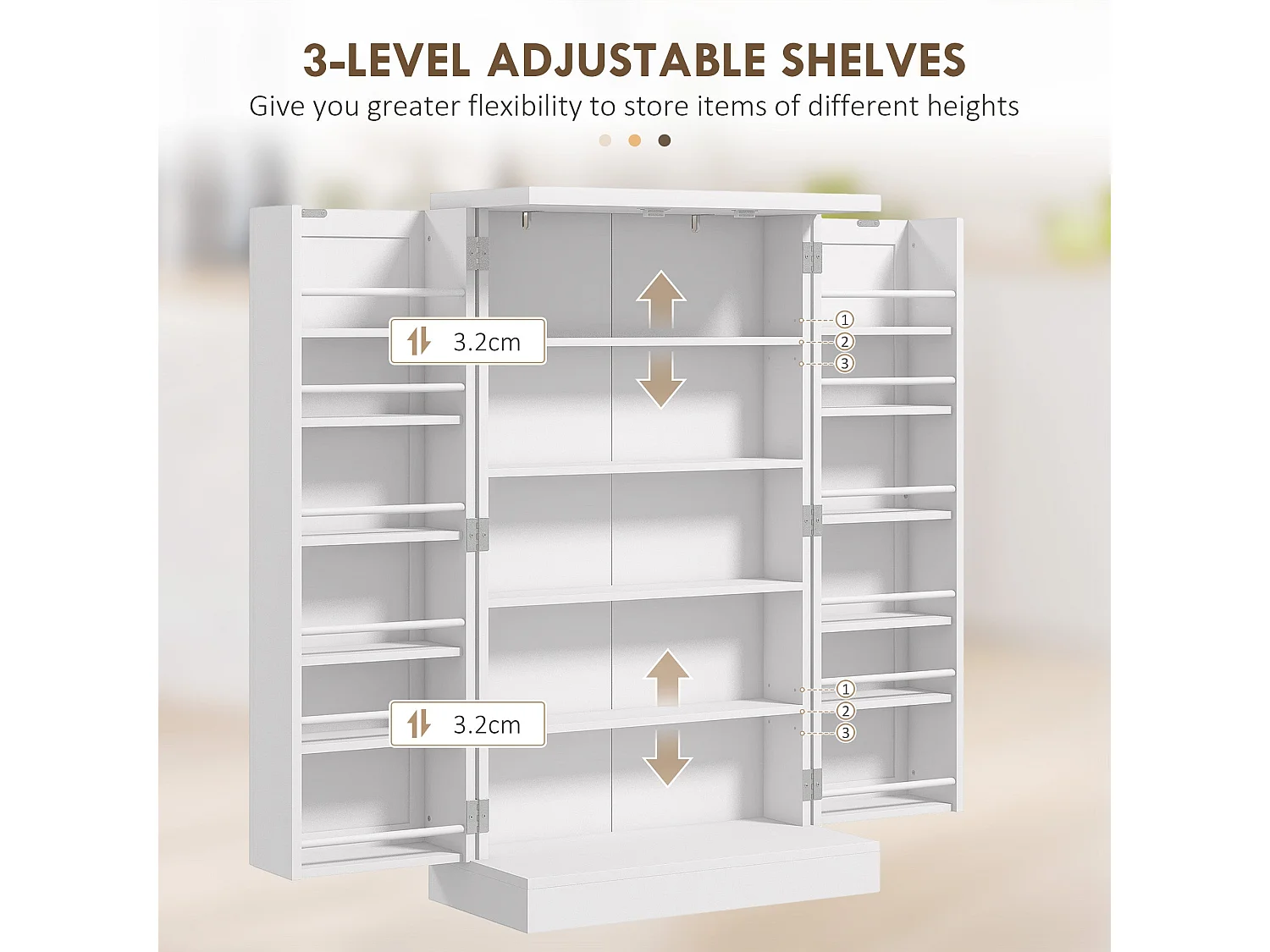 Kanese 6 Tier White Kitchen Pantry Cabinet with Door Racks