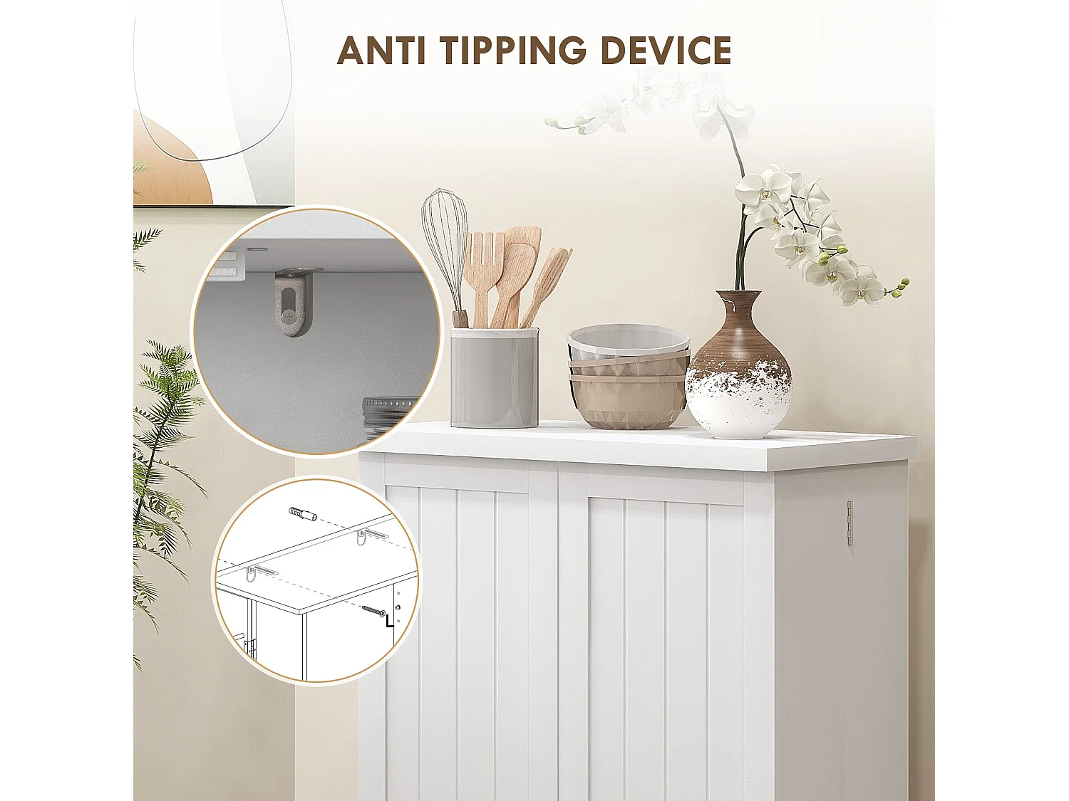 Kanese 6 Tier White Kitchen Pantry Cabinet with Door Racks