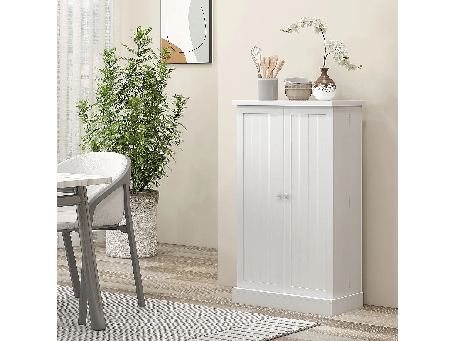 Kanese 6 Tier White Kitchen Pantry Cabinet with Door Racks
