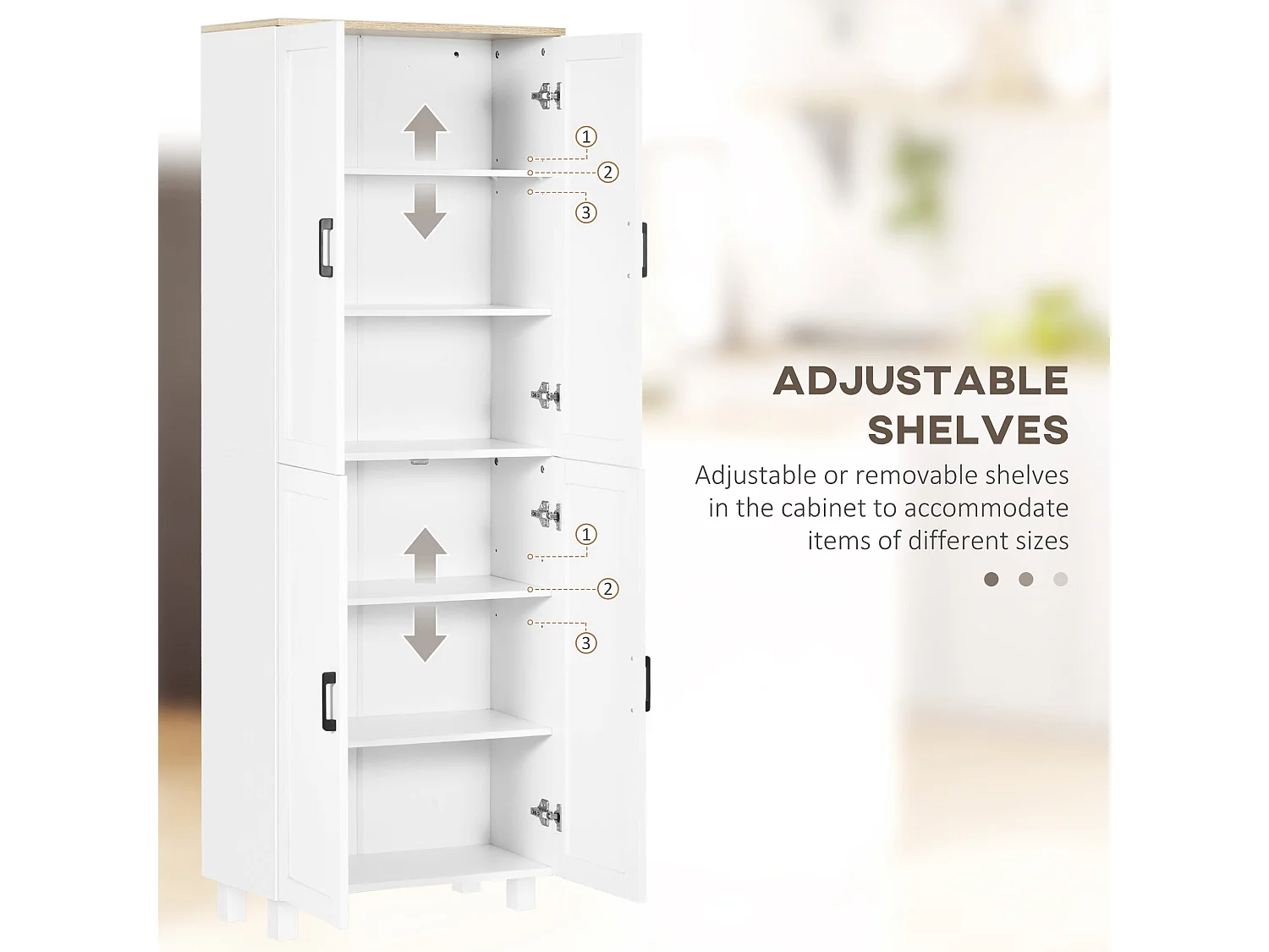 Ludo 171cm White 4 Door Freestanding Kitchen Pantry Cabinet