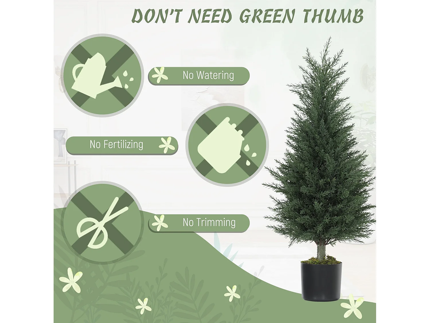 Lusa Set of 2 Outdoor Artificial Cypress Trees H8 90cm UV Resistant