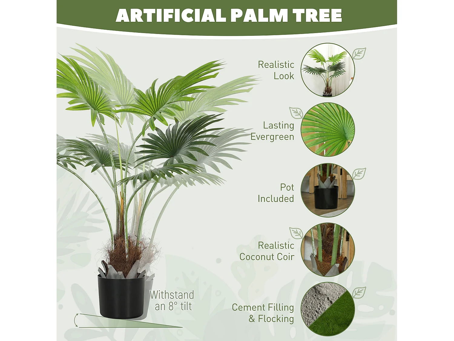 Mazili 94cm Artificial Palm Tree with Realistic Leaves and Coir Effect Pot