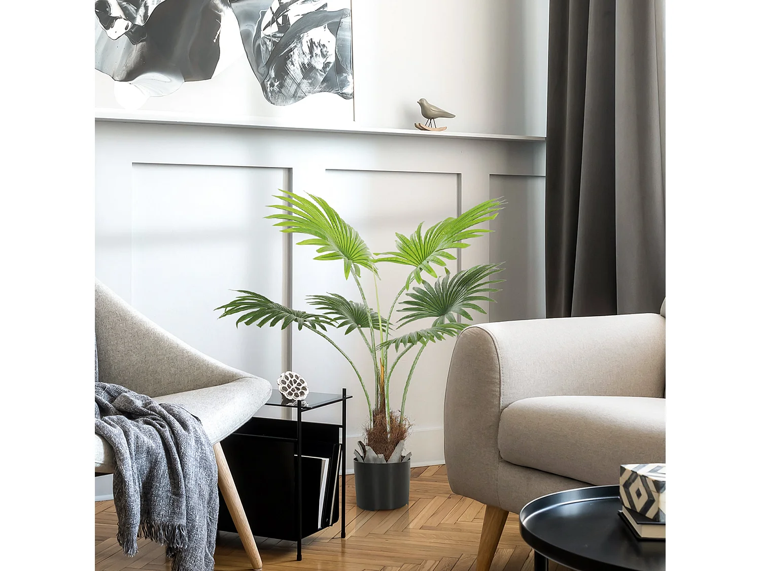Mazili 94cm Artificial Palm Tree with Realistic Leaves and Coir Effect Pot