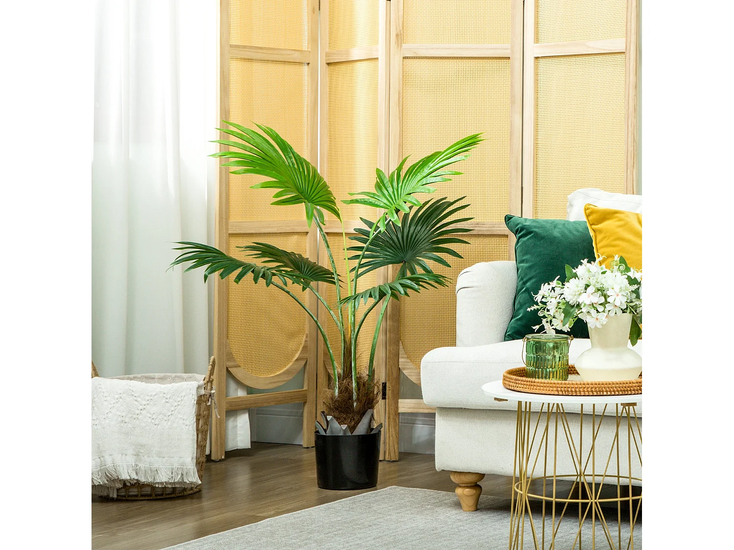 Mazili 94cm Artificial Palm Tree with Realistic Leaves and Coir Effect Pot