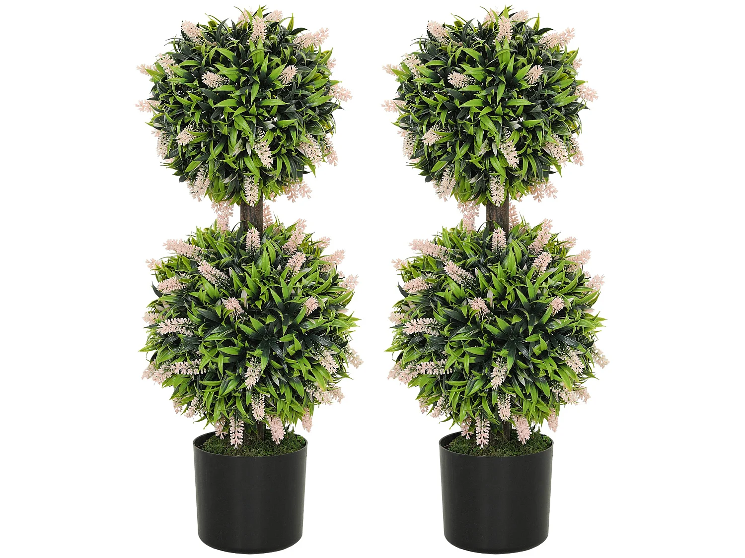 Nosu Set of 2 Artificial Lavender Ball Trees in Pots 70cm Pink