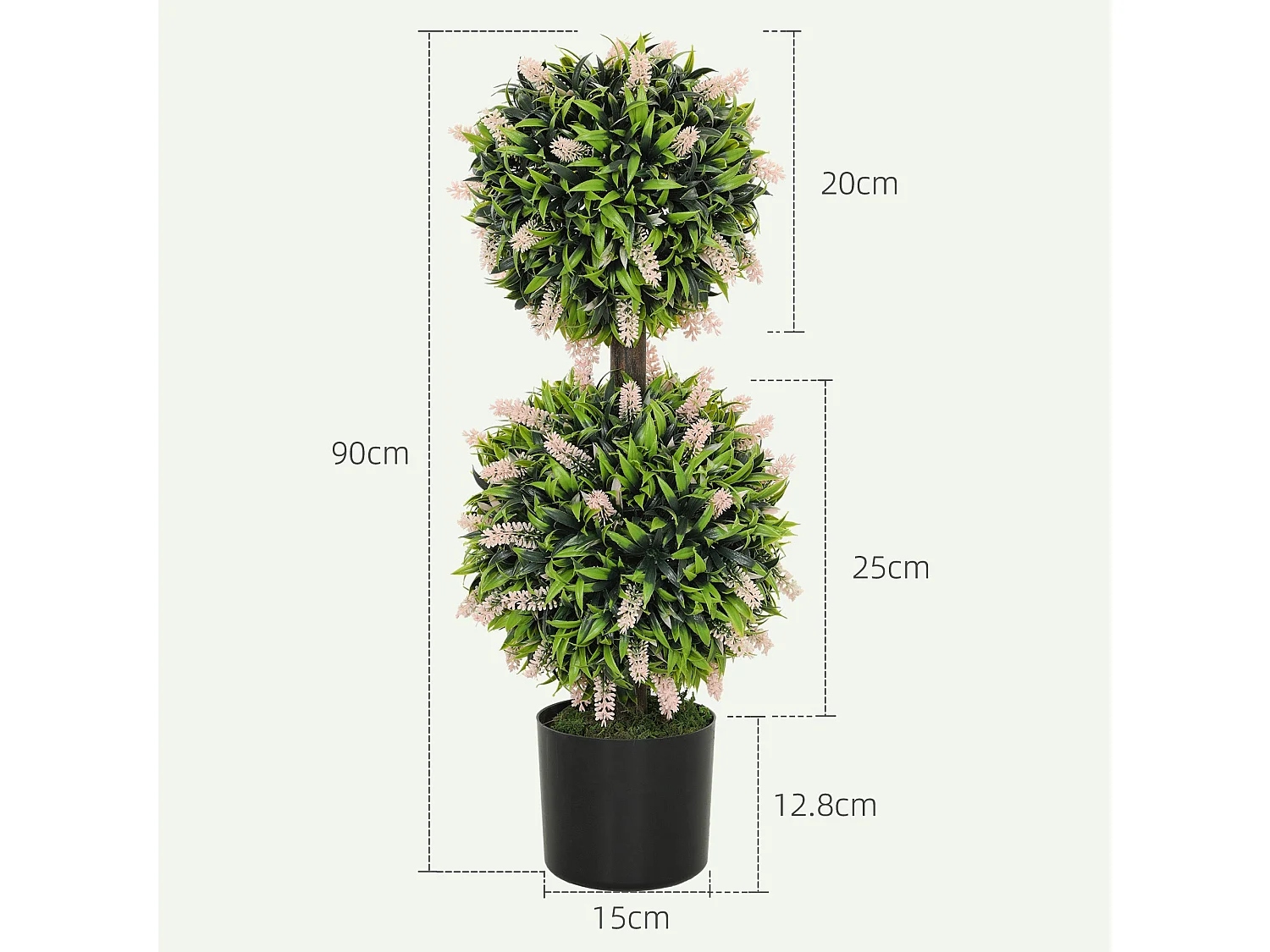 Nosu Set of 2 Artificial Lavender Ball Trees in Pots 70cm Pink