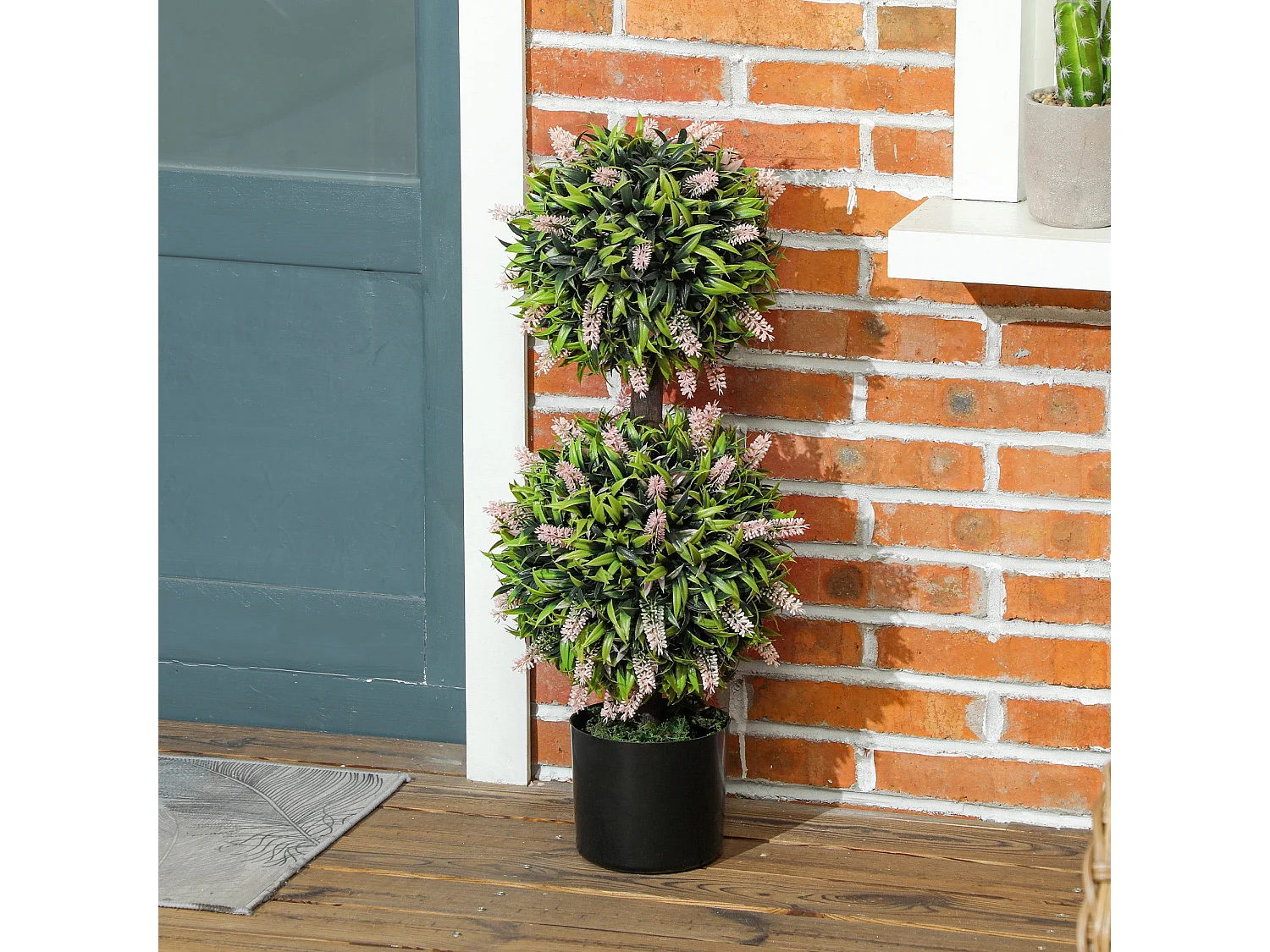 Nosu Set of 2 Artificial Lavender Ball Trees in Pots 70cm Pink