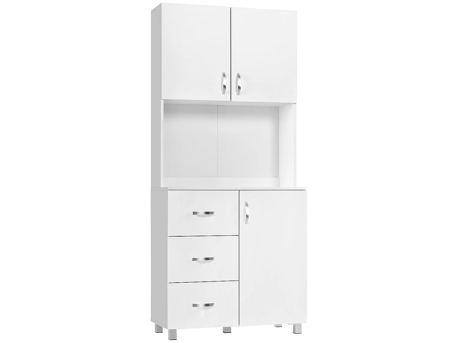 Dika Tall White Kitchen Storage Cabinet 183.5cm Doors Drawers Adjustable Shelves
